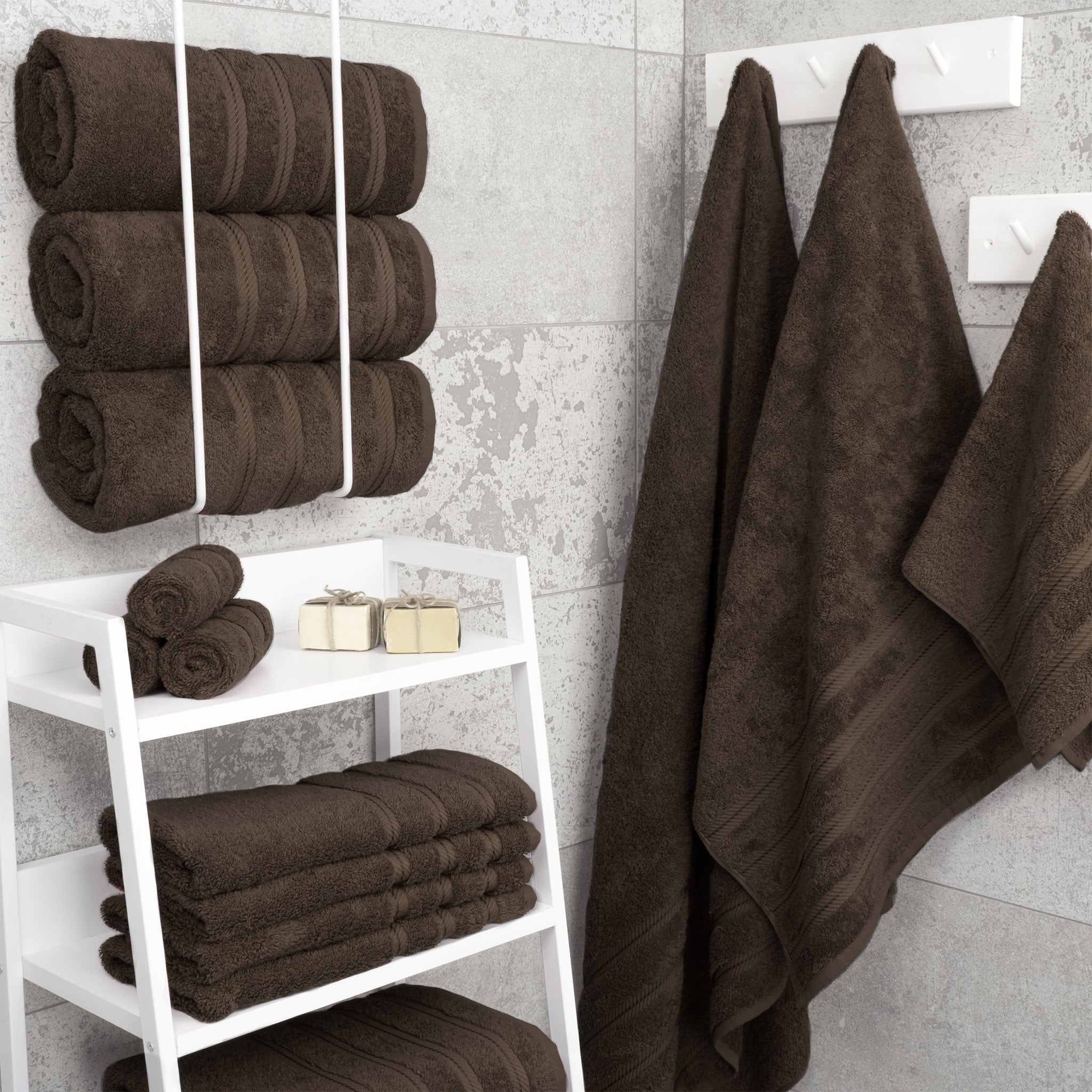 American-softlinen 100% Turkish Cotton 4 Pack Bath Towel Set Wholesale chocolate-brown-2