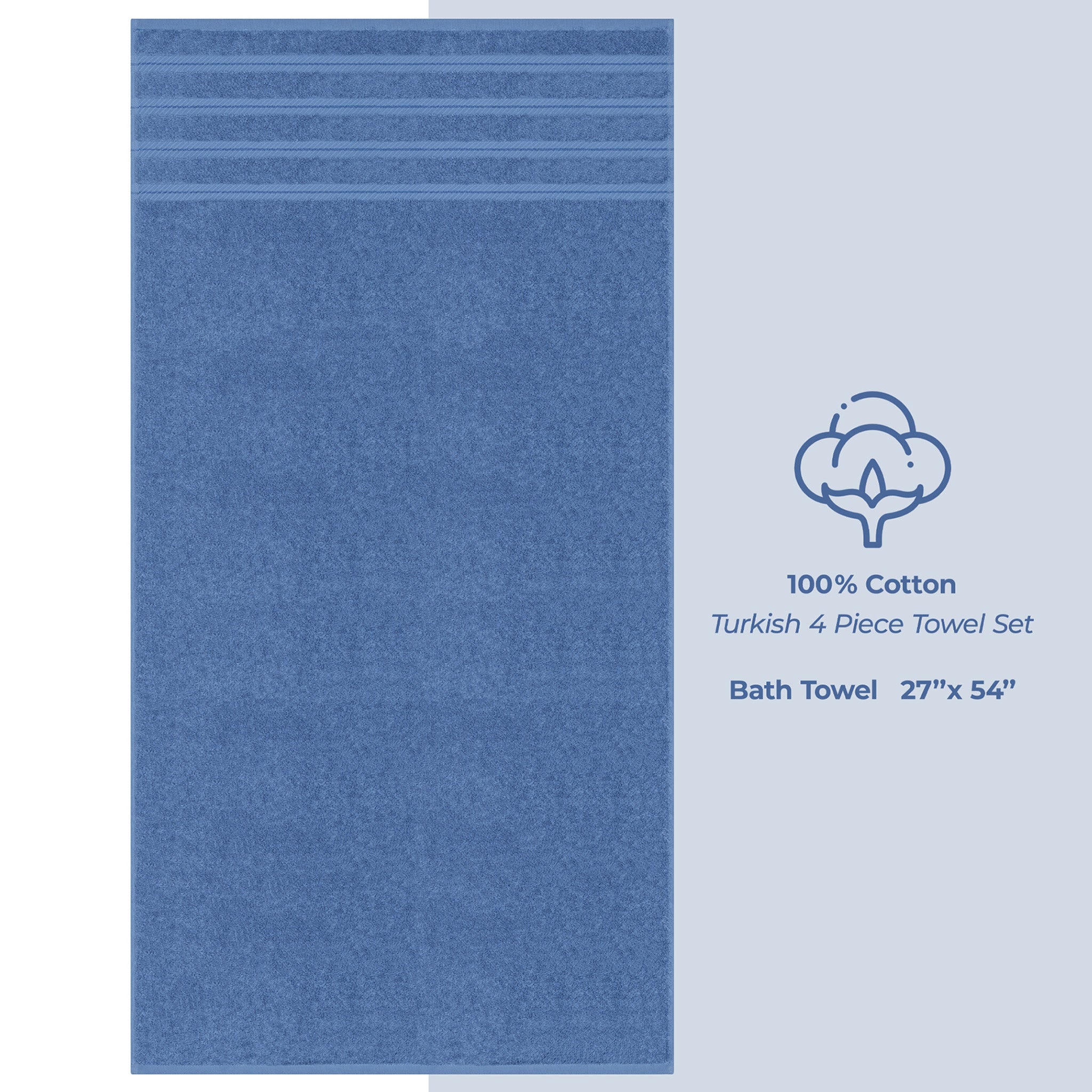 American-softlinen 100% Turkish Cotton 4 Pack Bath Towel Set Wholesale electric-blue-4