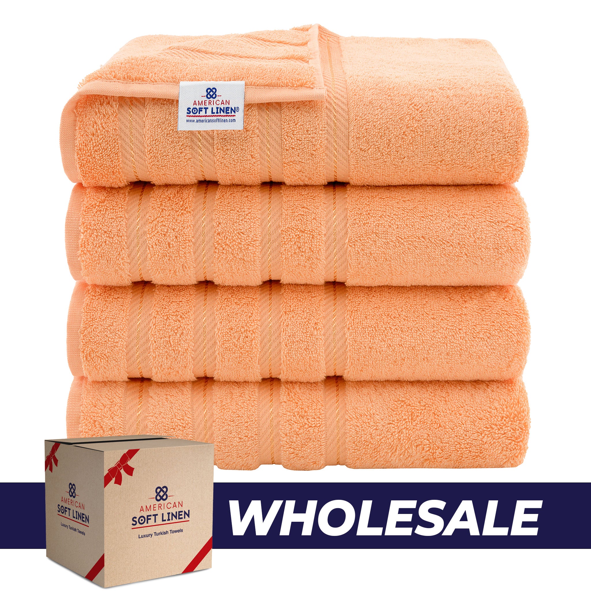 American-softlinen 100% Turkish Cotton 4 Pack Bath Towel Set Wholesale malibu-peach-0