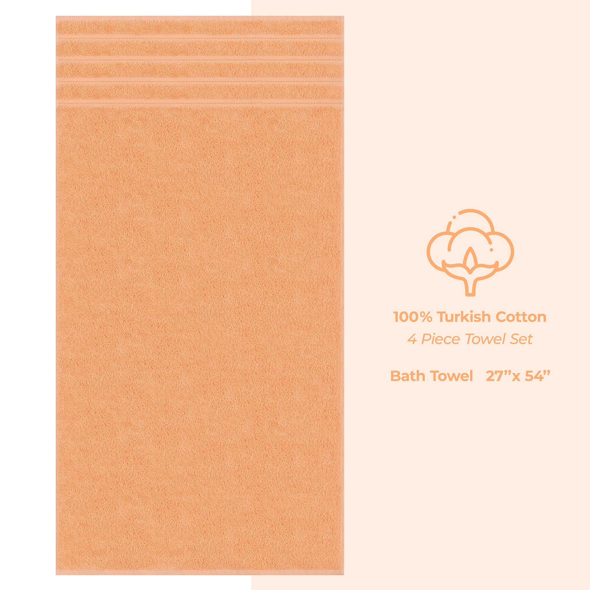 American-softlinen 100% Turkish Cotton 4 Pack Bath Towel Set Wholesale malibu-peach-4