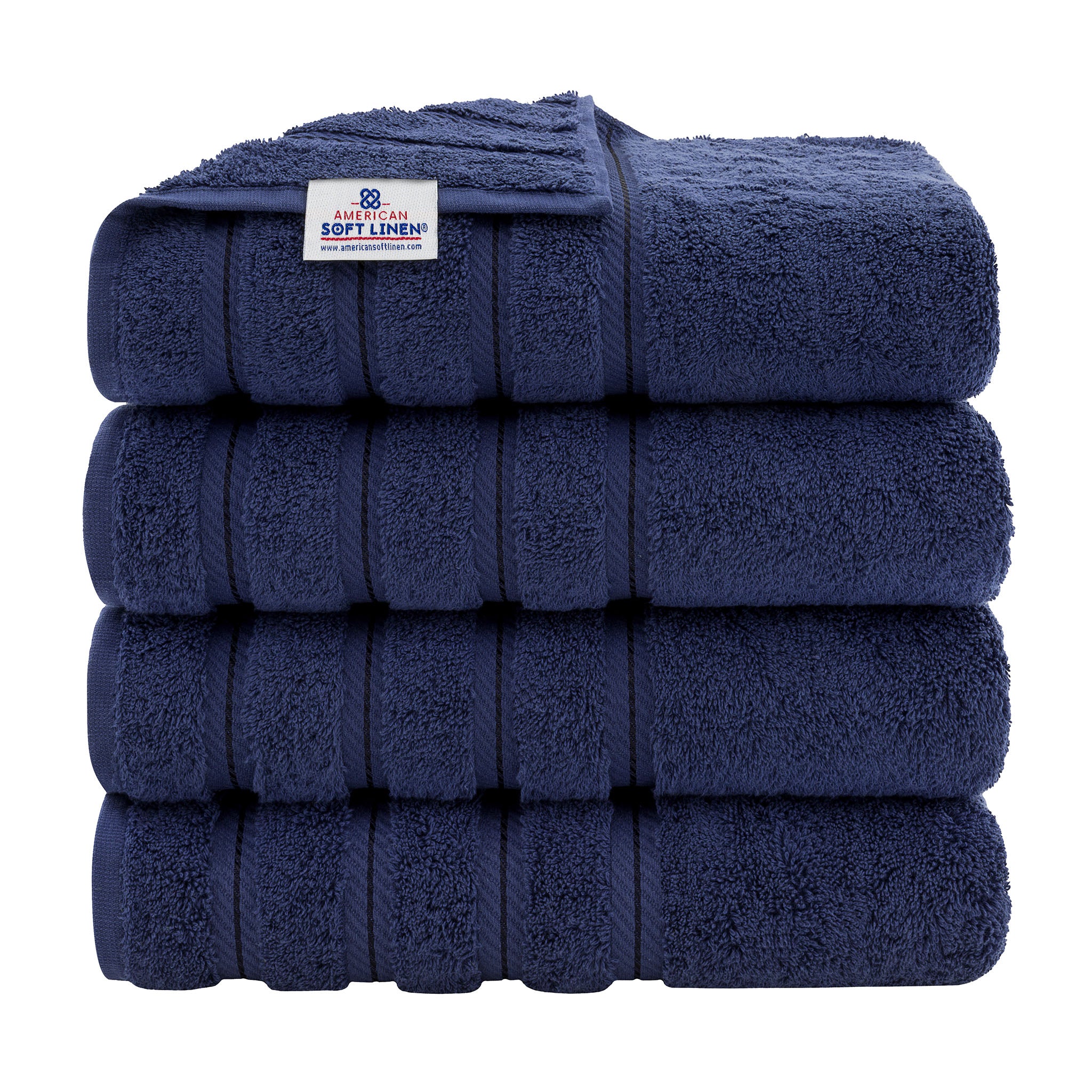 American-softlinen 100% Turkish Cotton 4 Pack Bath Towel Set Wholesale navy-blue-1