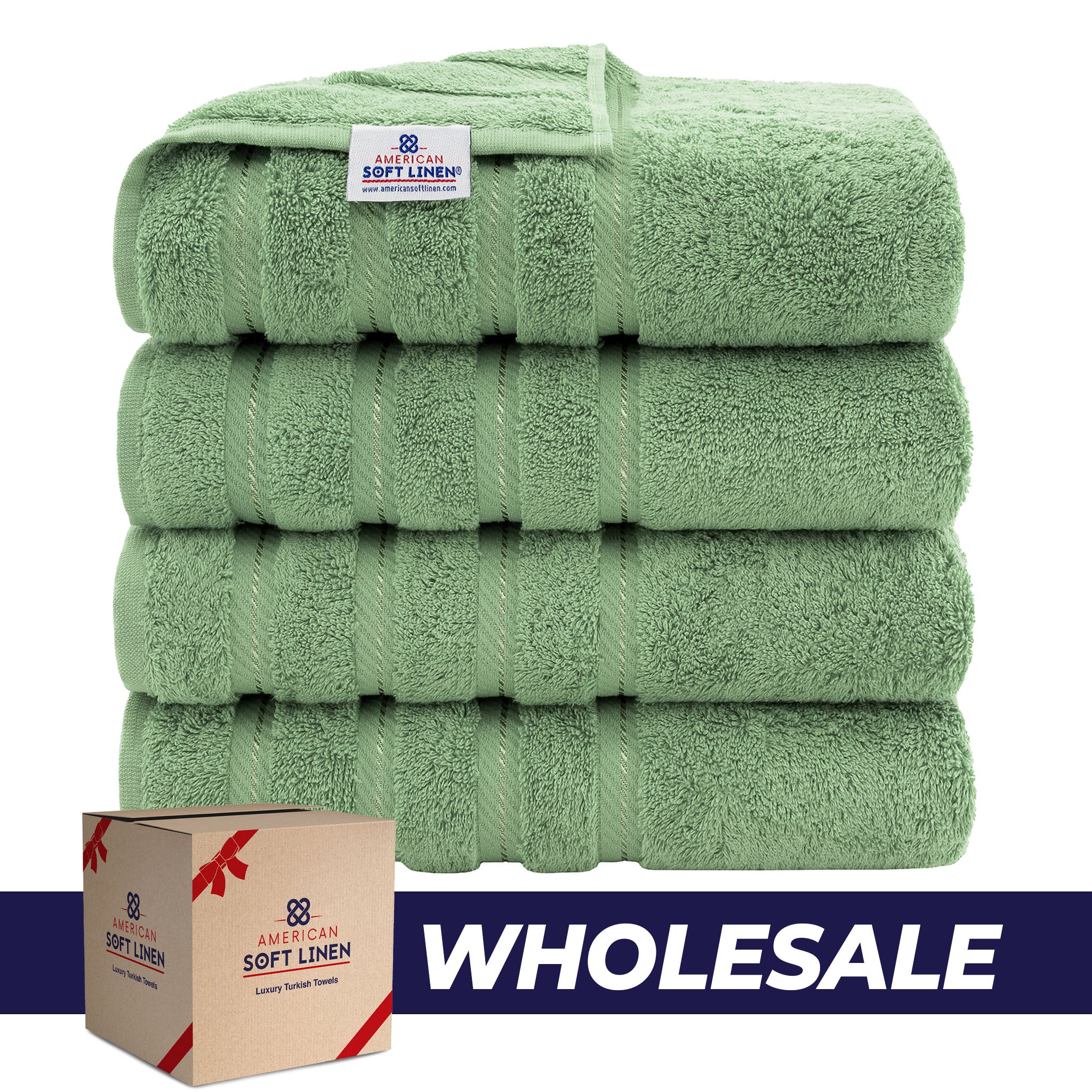 American-softlinen 100% Turkish Cotton 4 Pack Bath Towel Set Wholesale sage-green-0