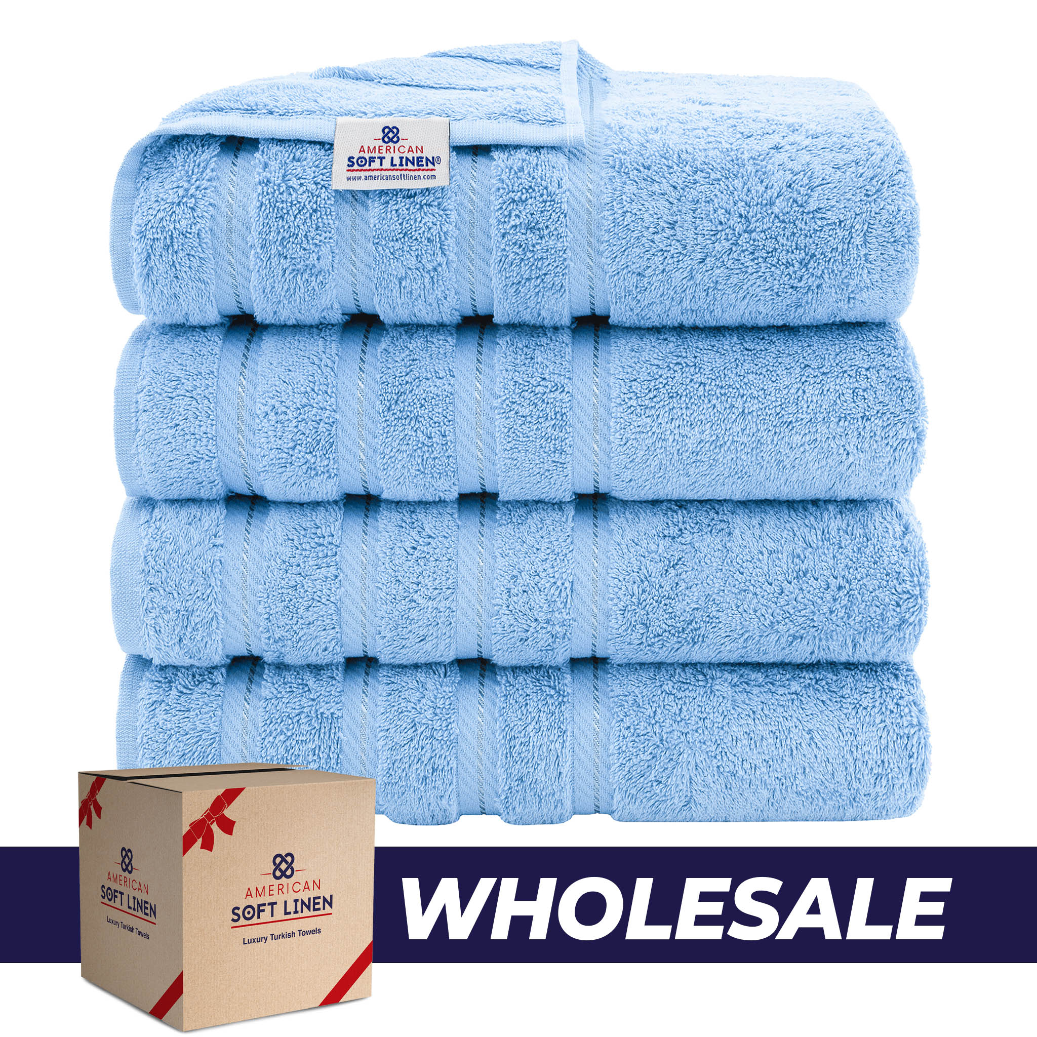 American-softlinen 100% Turkish Cotton 4 Pack Bath Towel Set Wholesale sky-blue-0