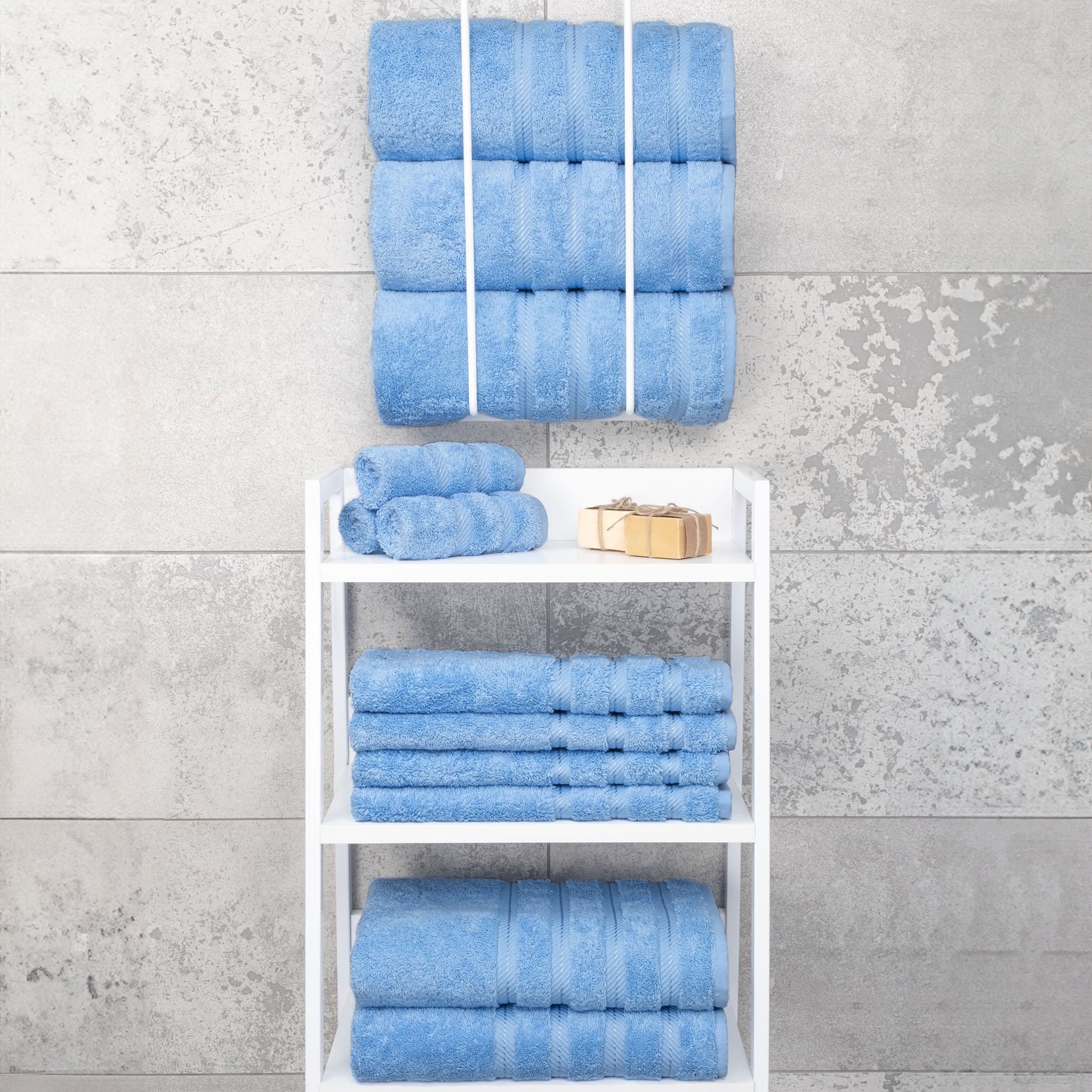 American-softlinen 100% Turkish Cotton 4 Pack Bath Towel Set Wholesale sky-blue-7