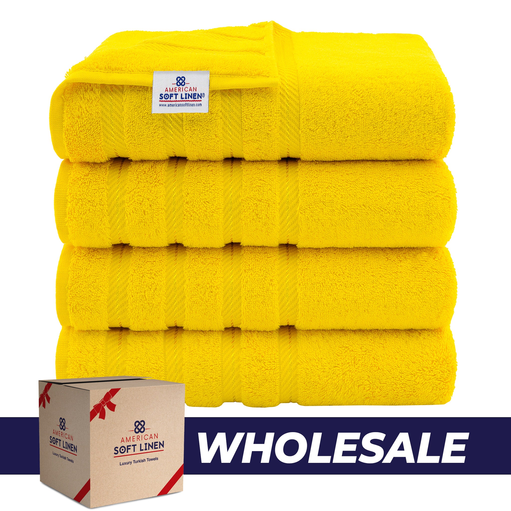 American-softlinen 100% Turkish Cotton 4 Pack Bath Towel Set Wholesale yellow-0