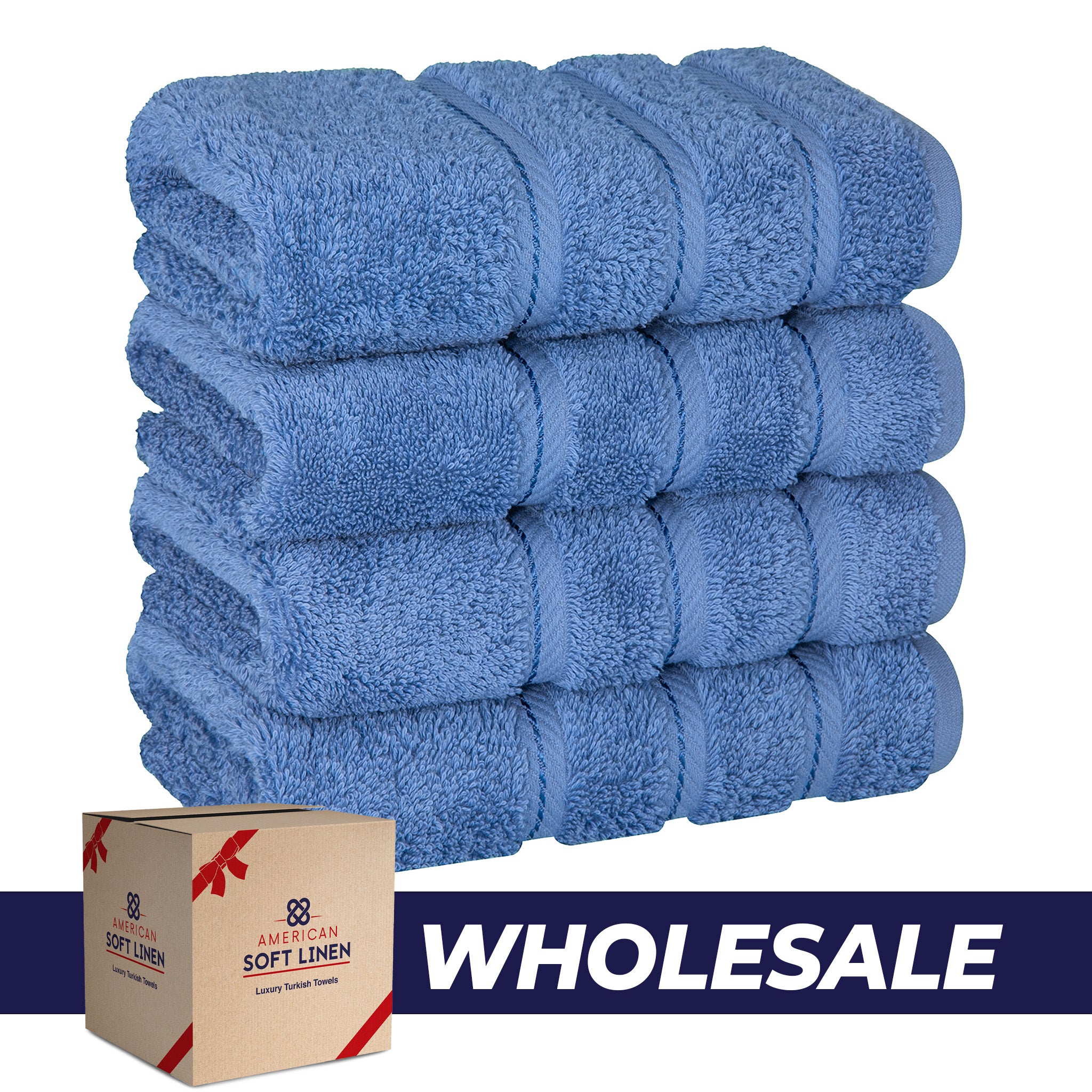 American-softlinen 100% Turkish Cotton 4 Pack Hand Towel Set Wholesale electric-blue-0