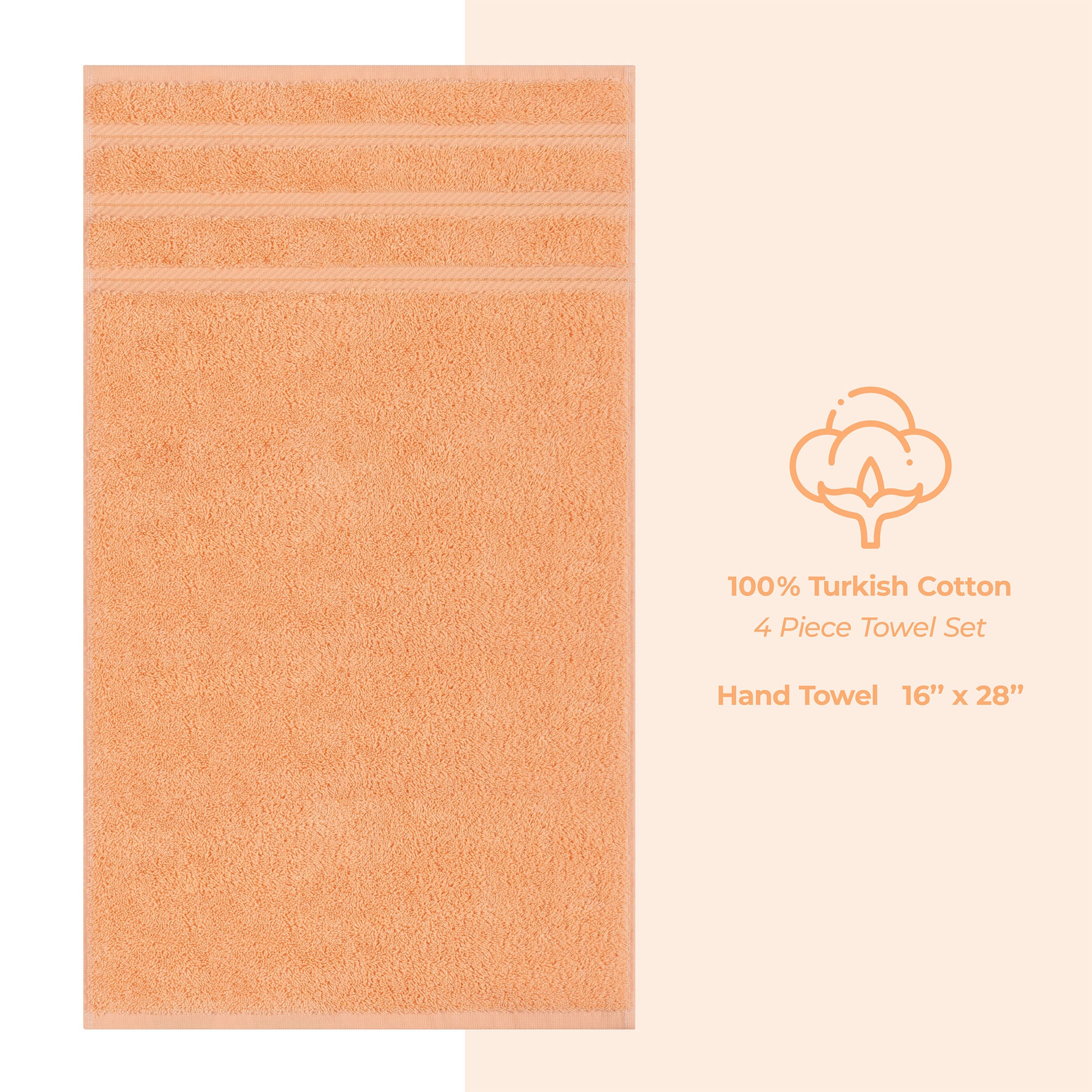 American-softlinen 100% Turkish Cotton 4 Pack Hand Towel Set Wholesale malibu-peach-4