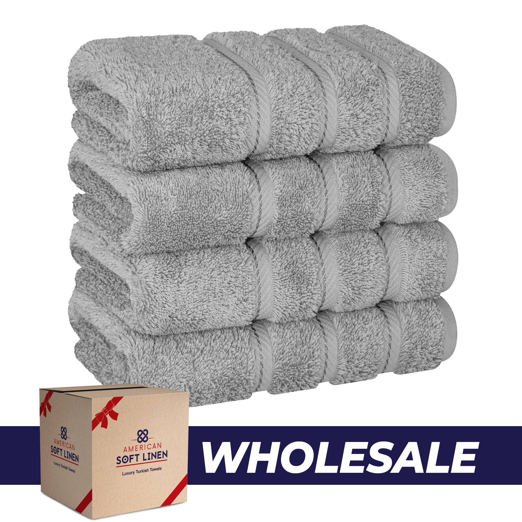 American-softlinen 100% Turkish Cotton 4 Pack Hand Towel Set Wholesale rockridge-gray-0