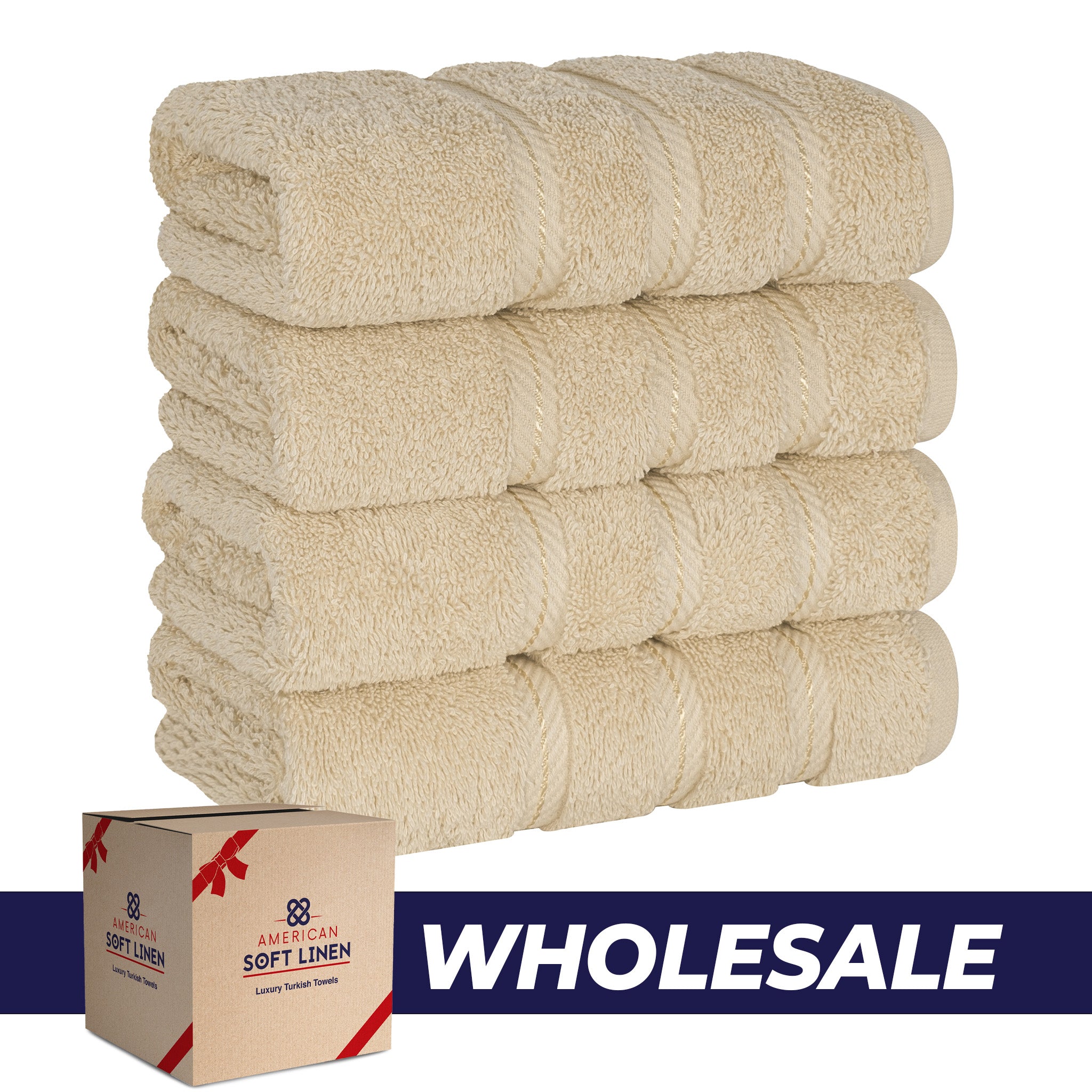 American-softlinen 100% Turkish Cotton 4 Pack Hand Towel Set Wholesale sand-taupe-0