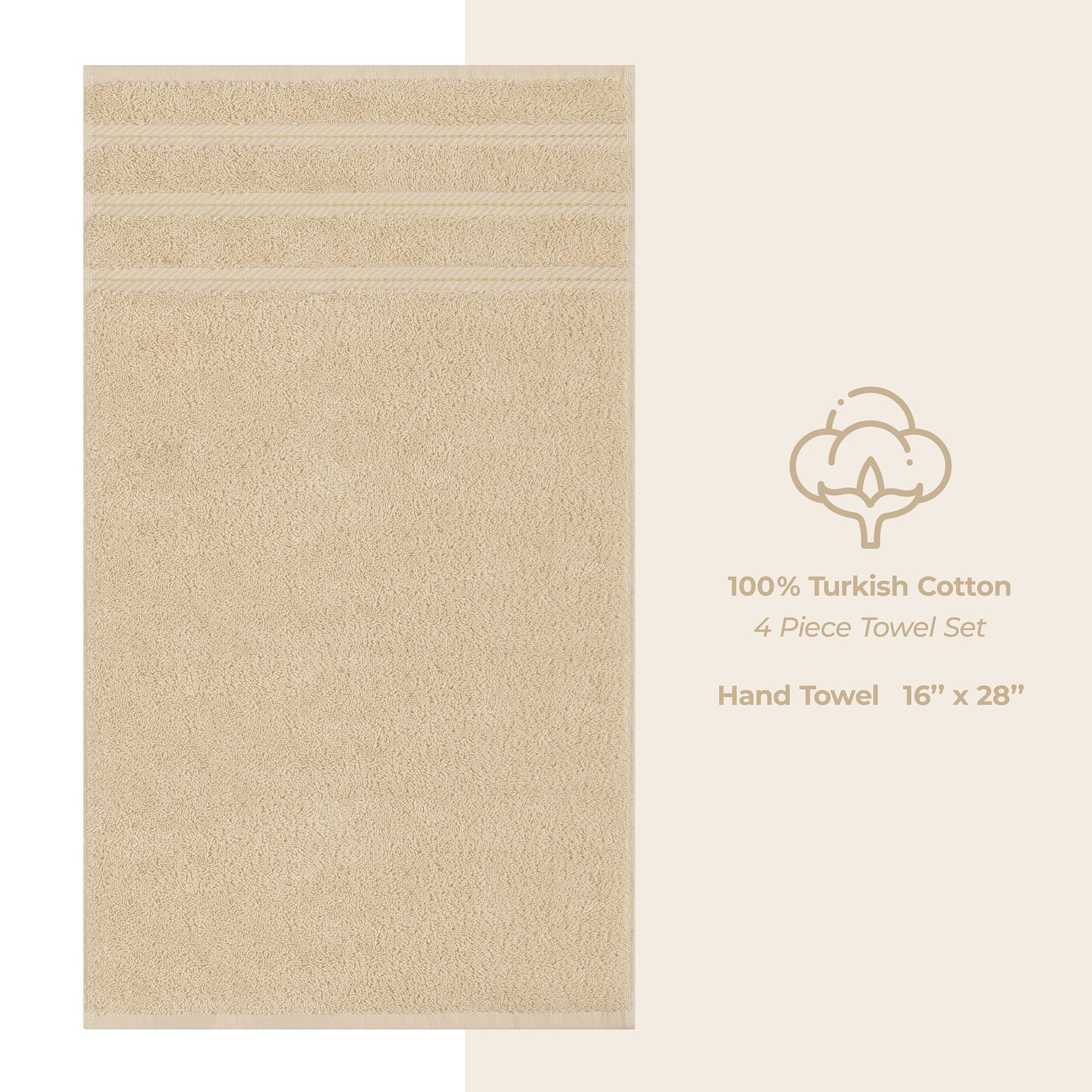 American-softlinen 100% Turkish Cotton 4 Pack Hand Towel Set Wholesale sand-taupe-4
