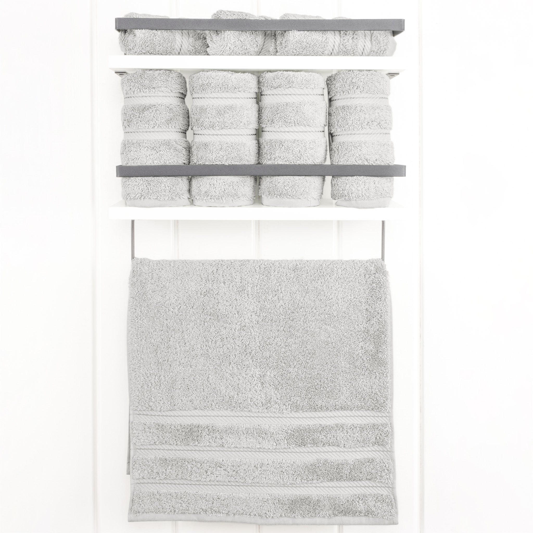 American-softlinen 100% Turkish Cotton 4 Pack Hand Towel Set Wholesale silver-gray-2