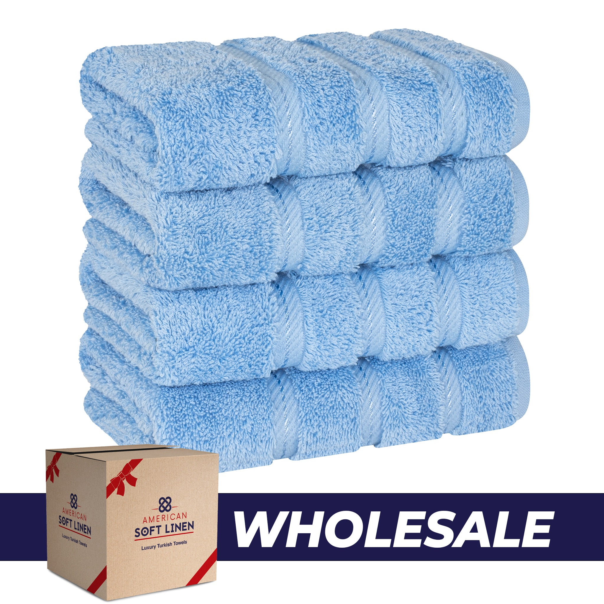 American-softlinen 100% Turkish Cotton 4 Pack Hand Towel Set Wholesale sky-blue-0