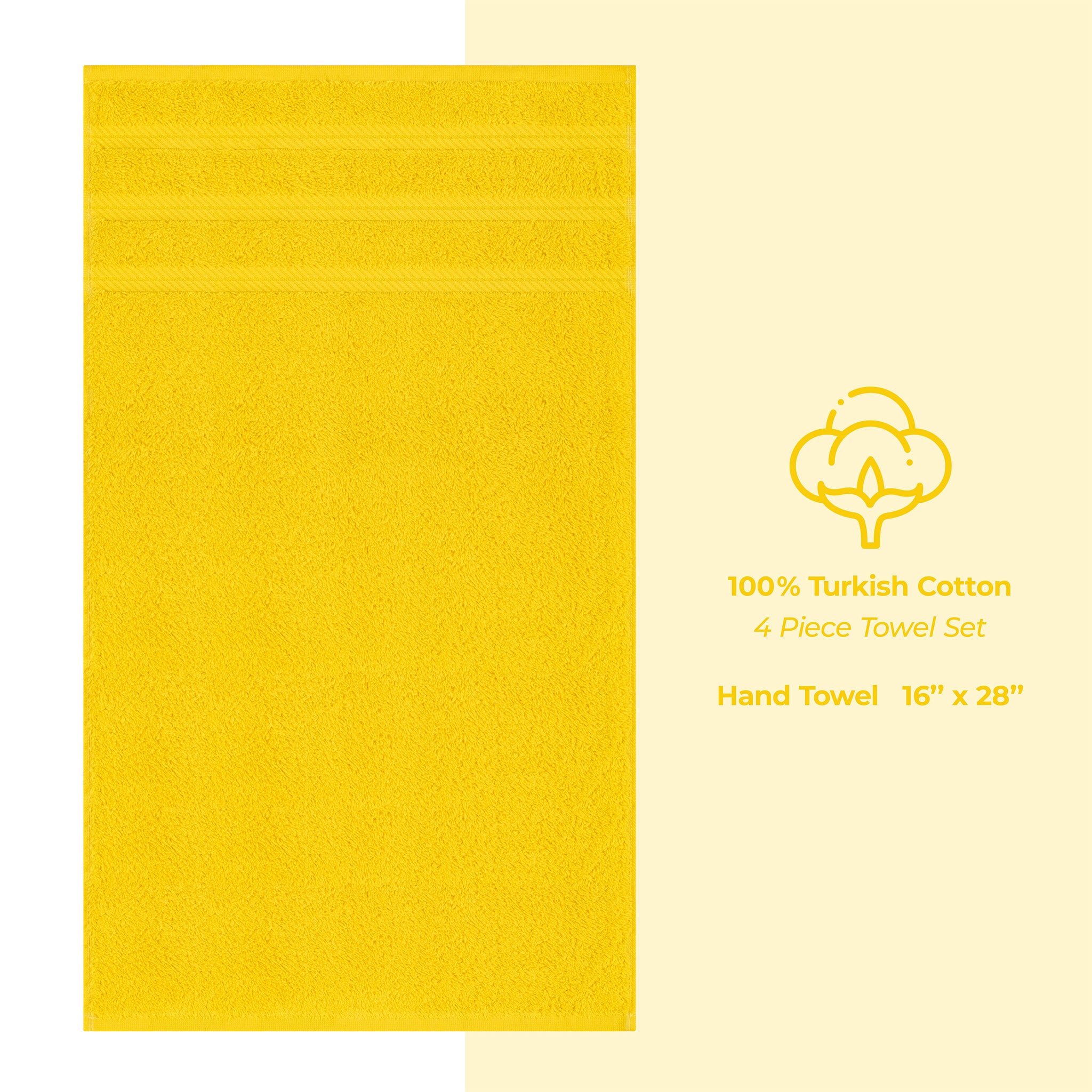 American-softlinen 100% Turkish Cotton 4 Pack Hand Towel Set Wholesale yellow-4