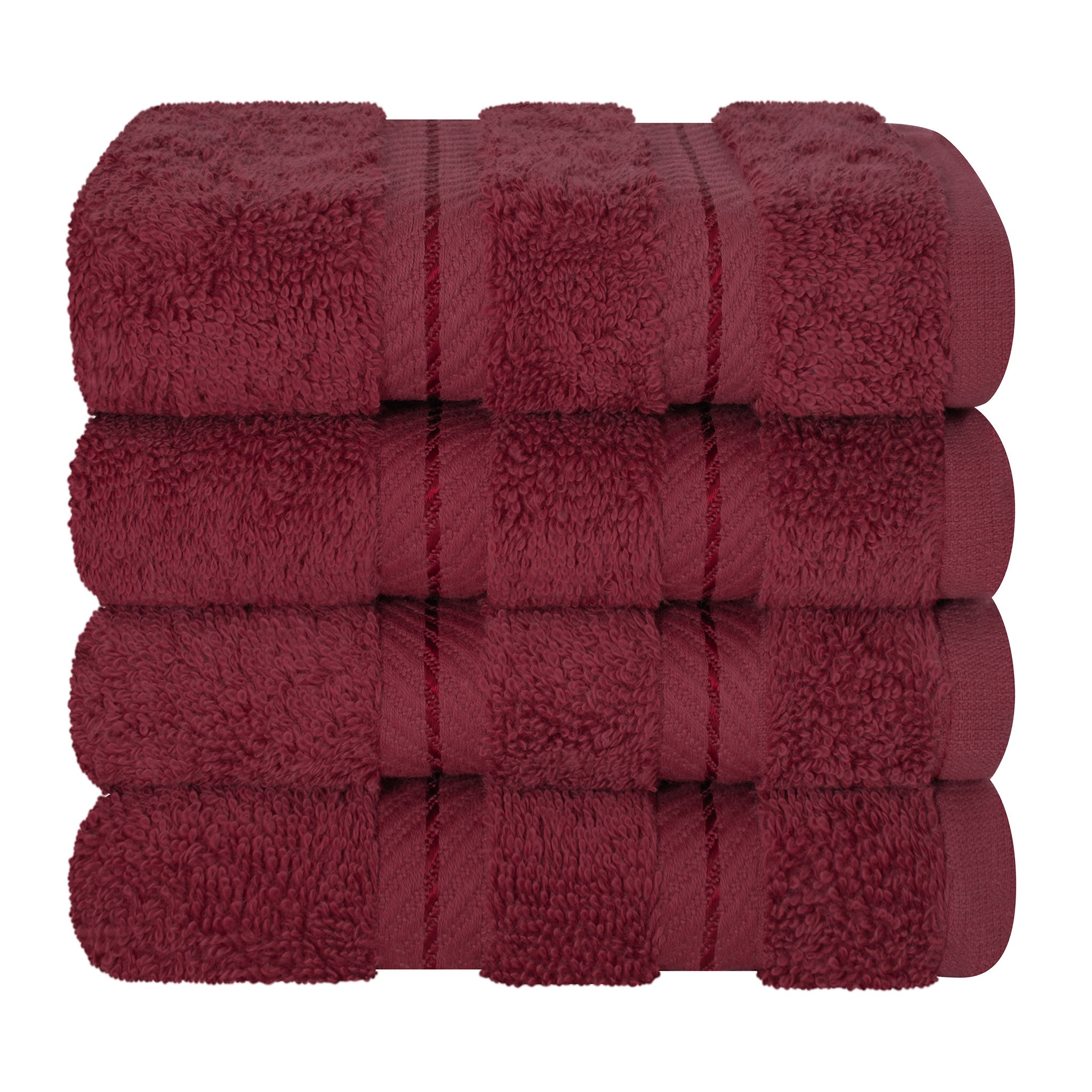 American-softlinen 100% Turkish Cotton 4 Piece Washcloth Set - Wholesale - bordeaux-red-7