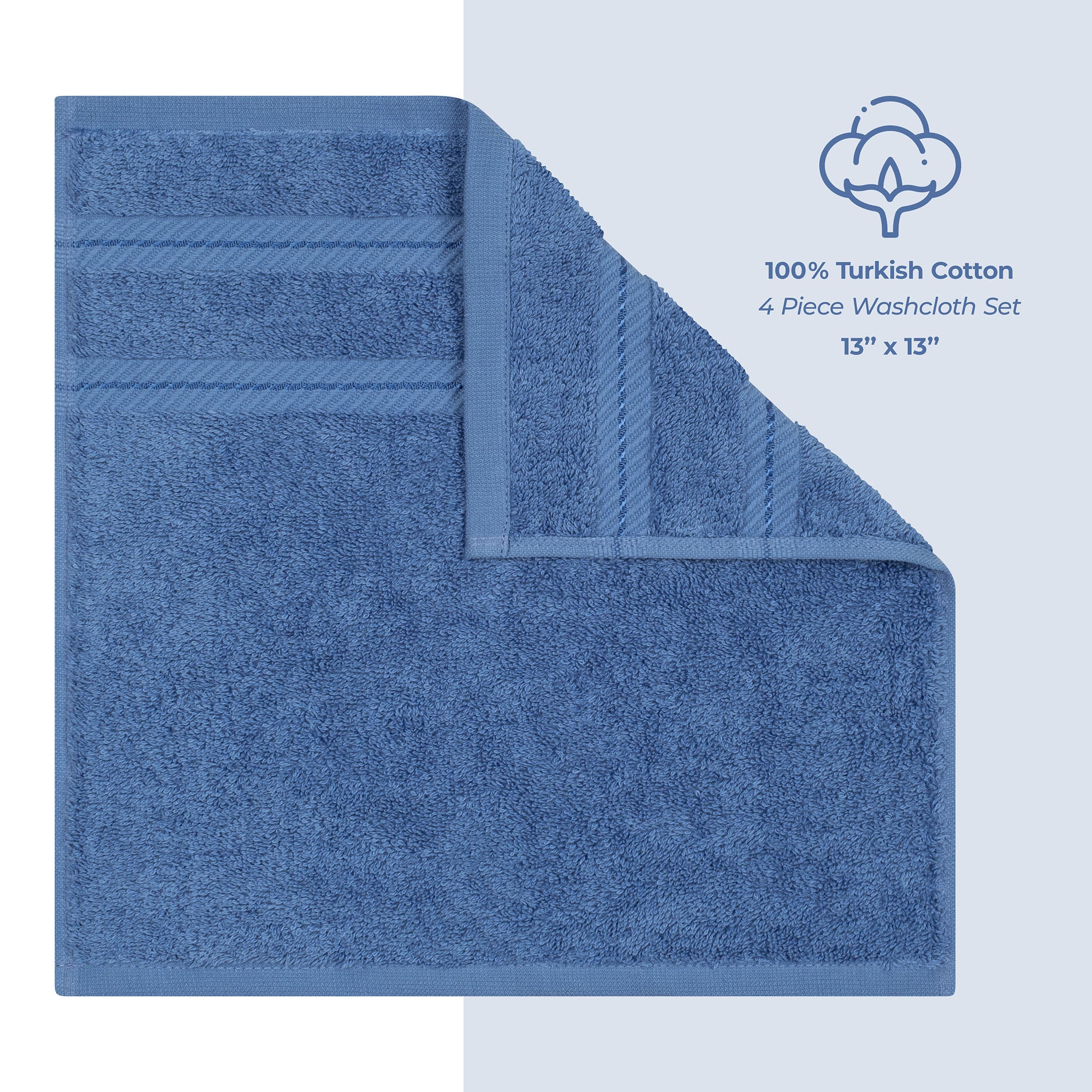 American-softlinen 100% Turkish Cotton 4 Piece Washcloth Set - Wholesale - electric-blue-4