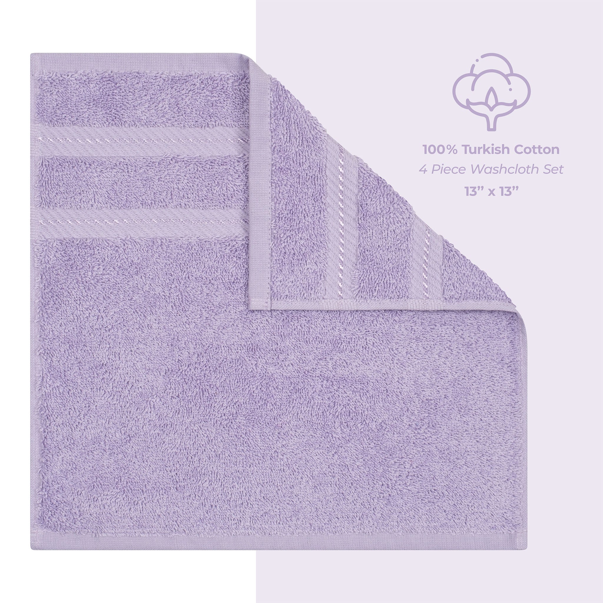 American-softlinen 100% Turkish Cotton 4 Piece Washcloth Set - Wholesale - lilac-4