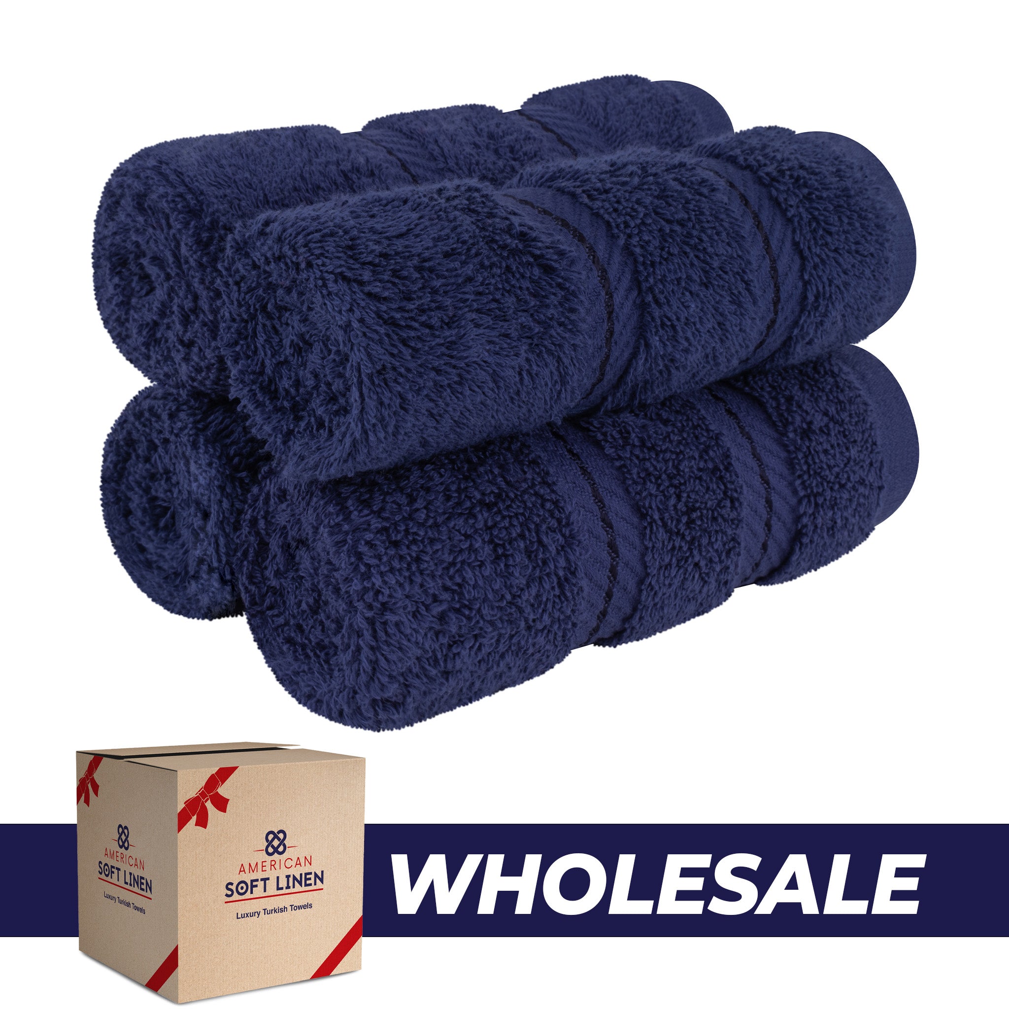 American-softlinen 100% Turkish Cotton 4 Piece Washcloth Set - Wholesale - navy-blue-0
