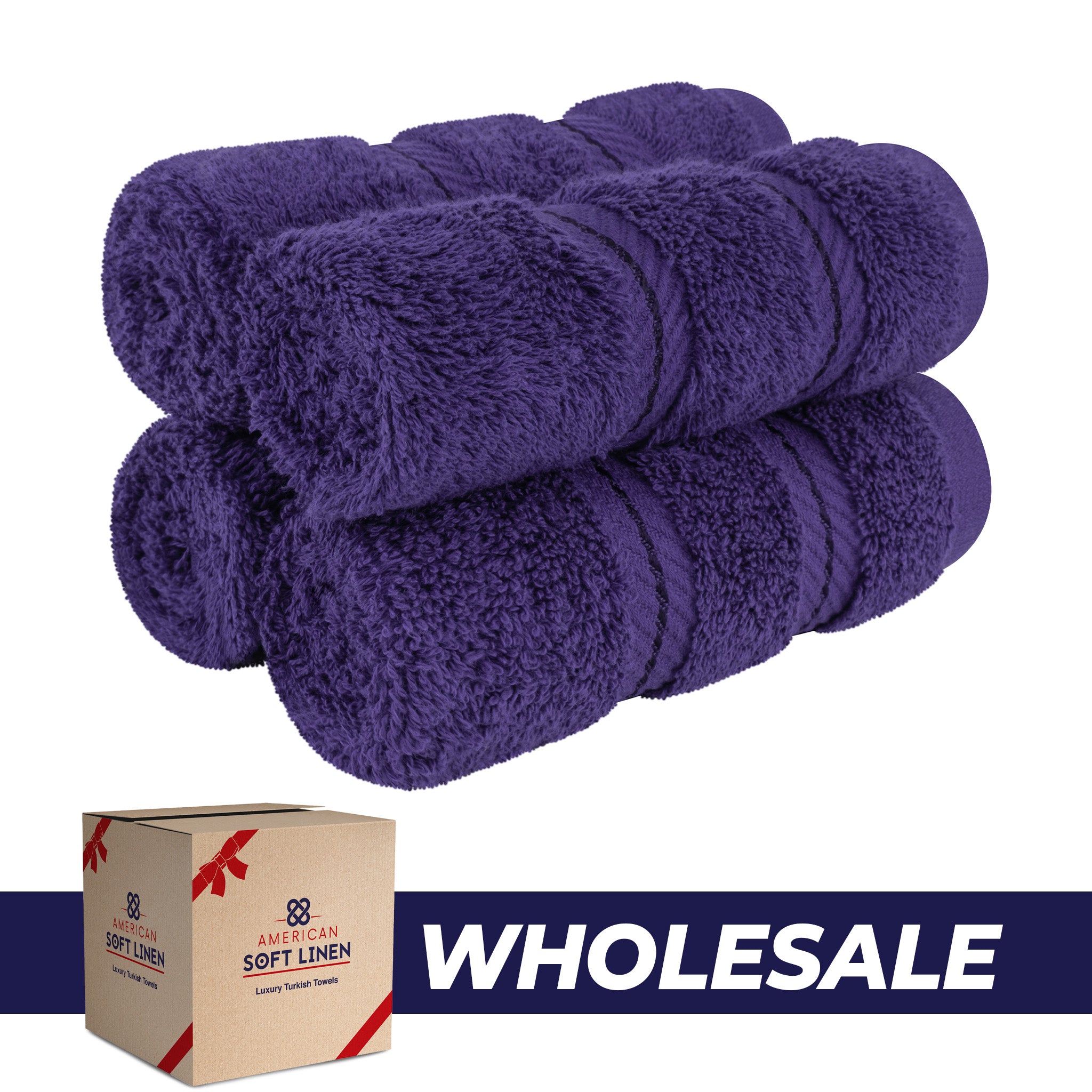 American-softlinen 100% Turkish Cotton 4 Piece Washcloth Set - Wholesale - purple-0