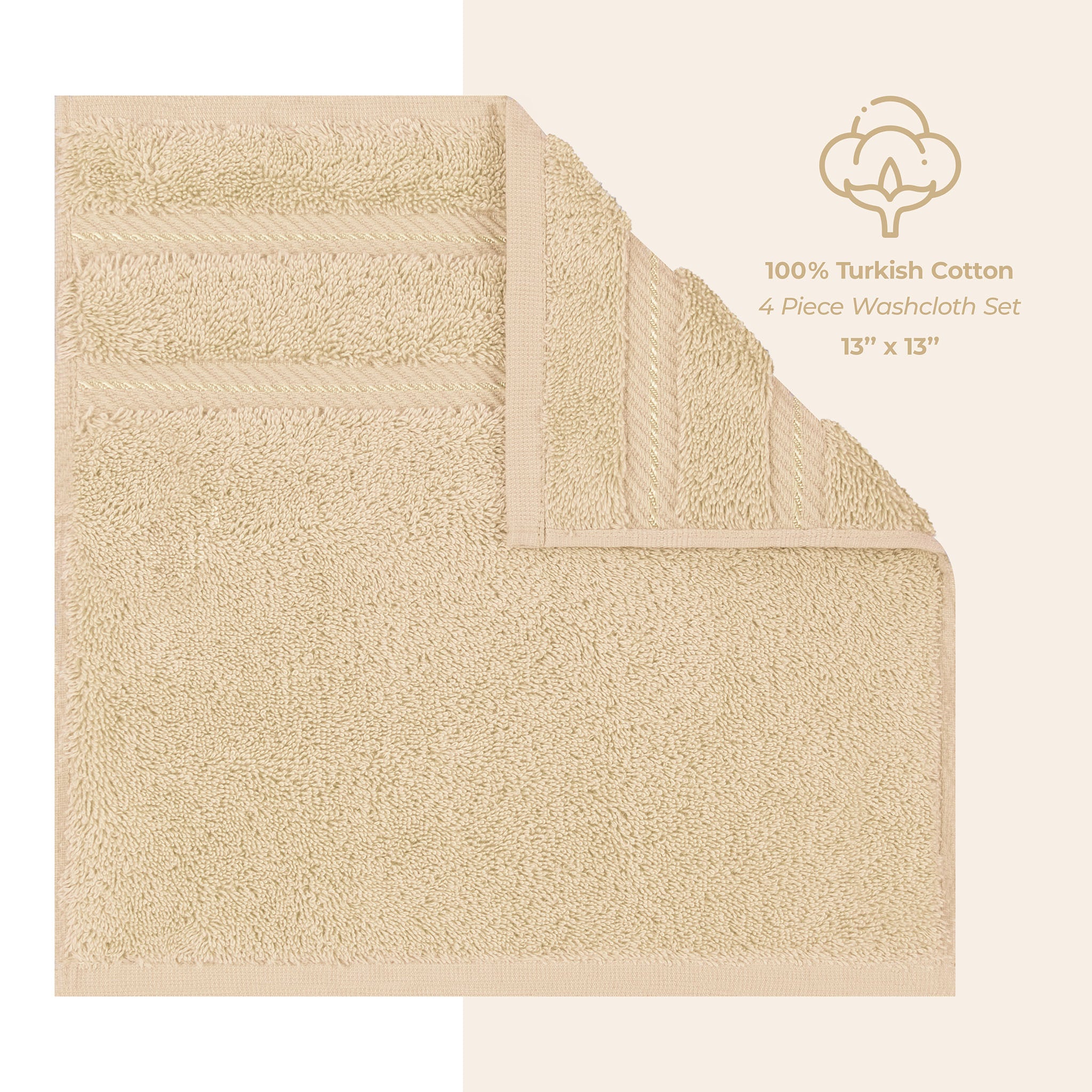 American-softlinen 100% Turkish Cotton 4 Piece Washcloth Set - Wholesale - sand-taupe-4