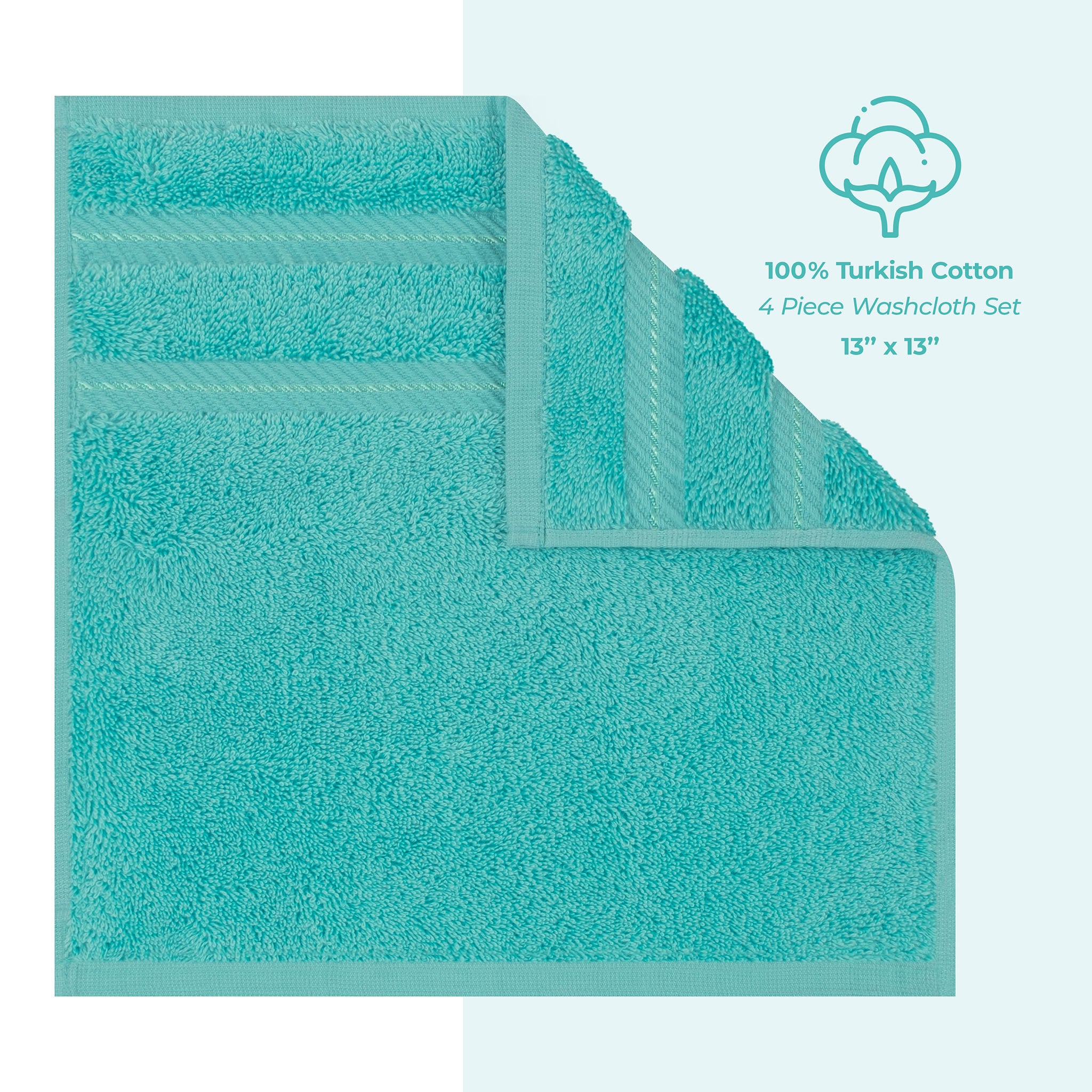 American-softlinen 100% Turkish Cotton 4 Piece Washcloth Set - Wholesale - turquoise-blue-4