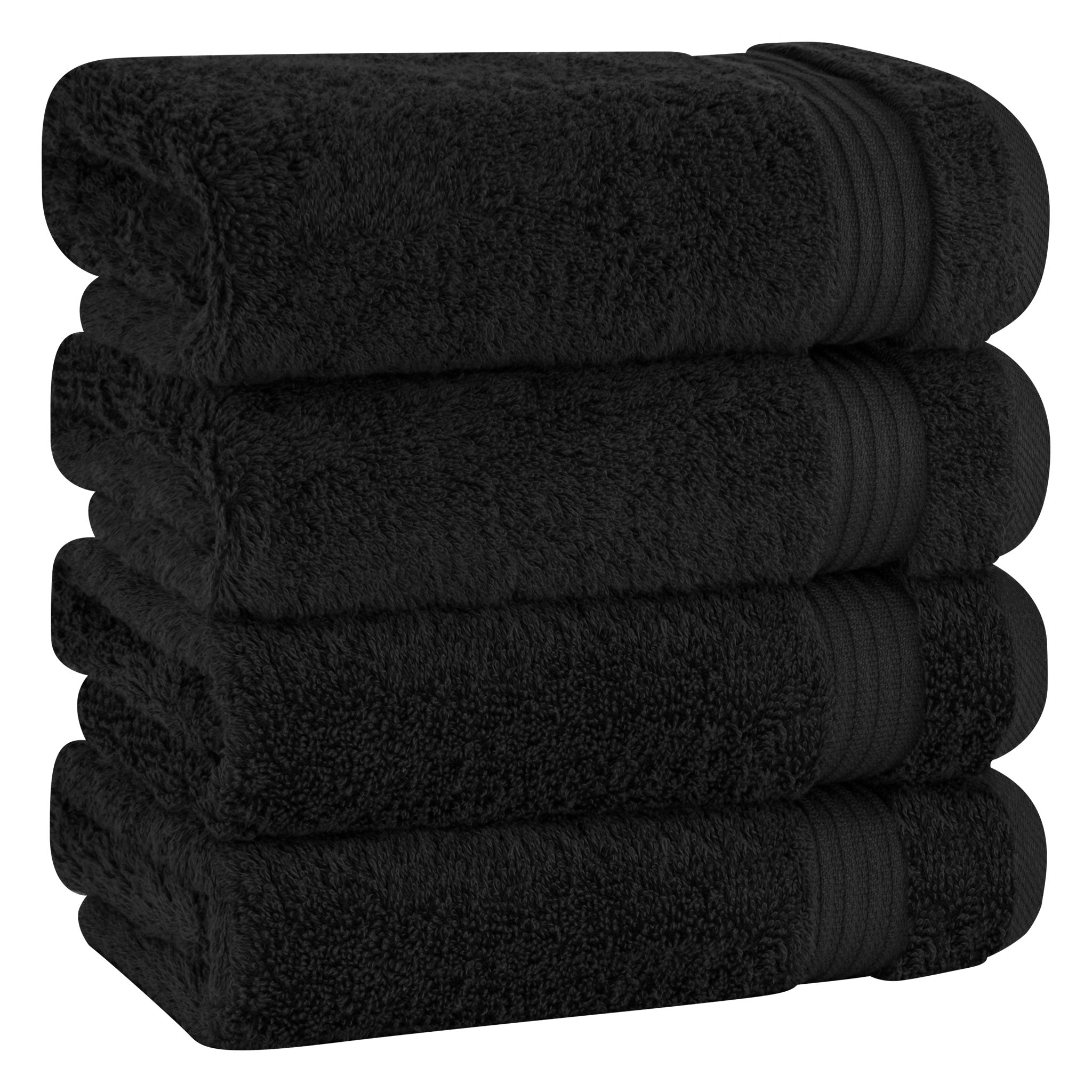 American-softlinen Bekos 100% Cotton Turkish Towels, 4 Piece Hand Towel Set -black-01