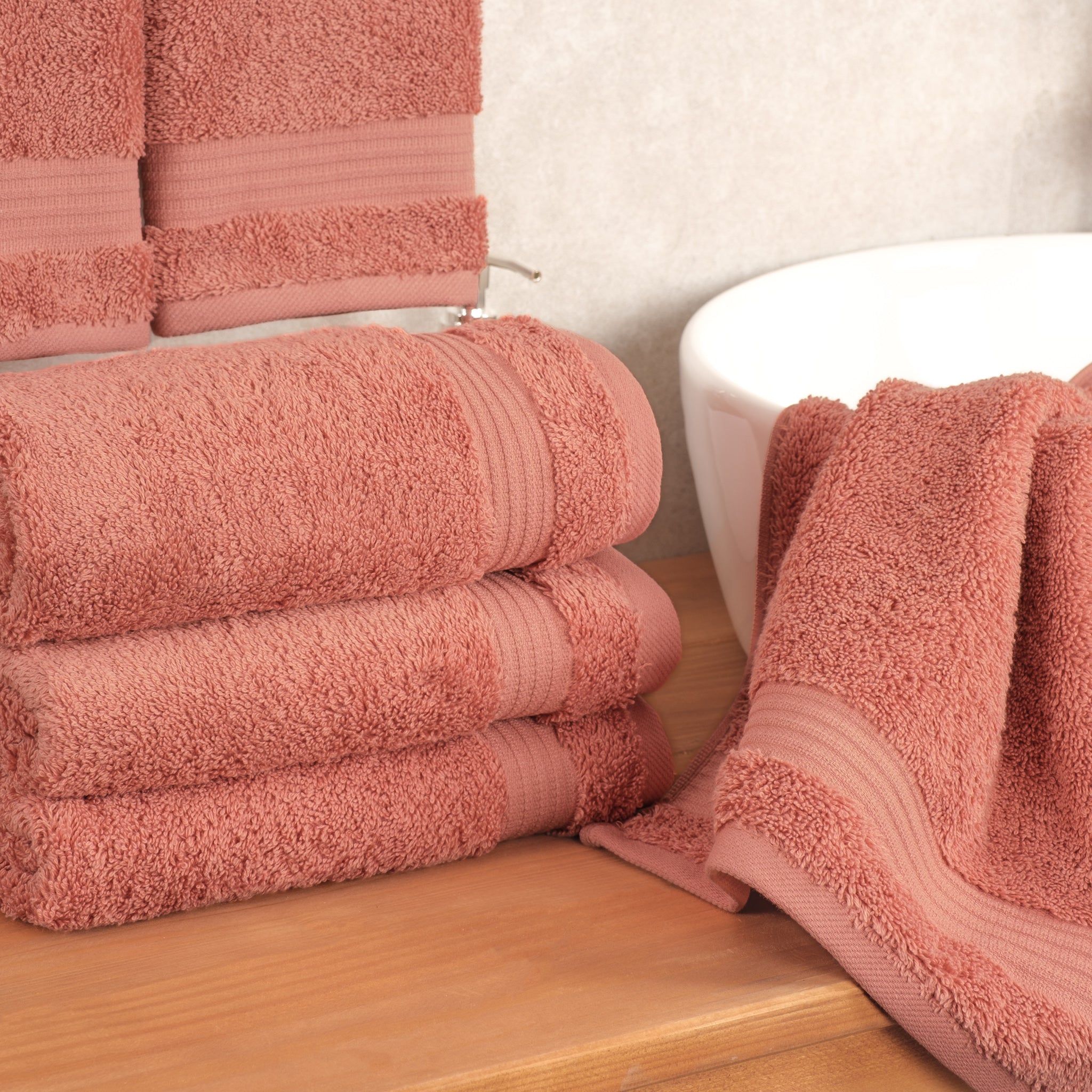 American-softlinen Bekos 100% Cotton Turkish Towels, 4 Piece Hand Towel Set -coral-02