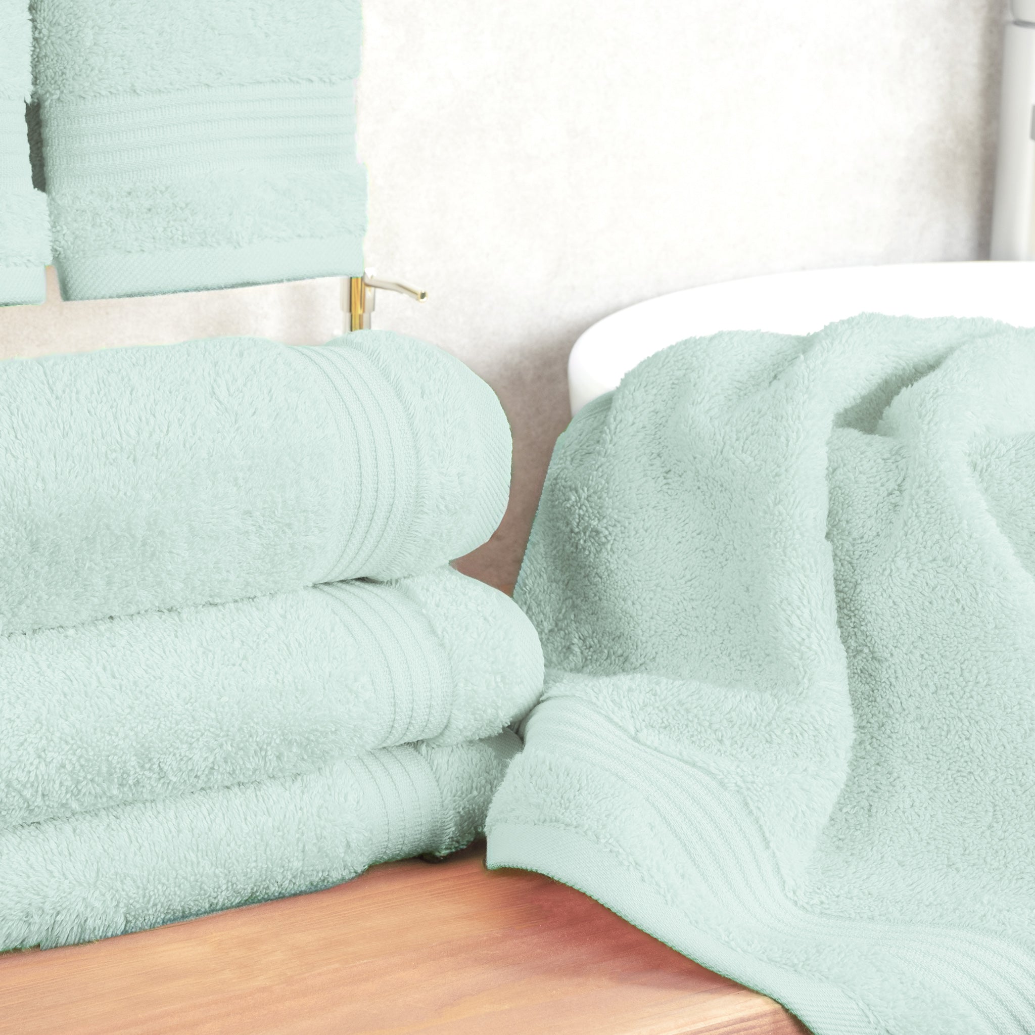 American-softlinen Bekos 100% Cotton Turkish Towels, 4 Piece Hand Towel Set -mint-02