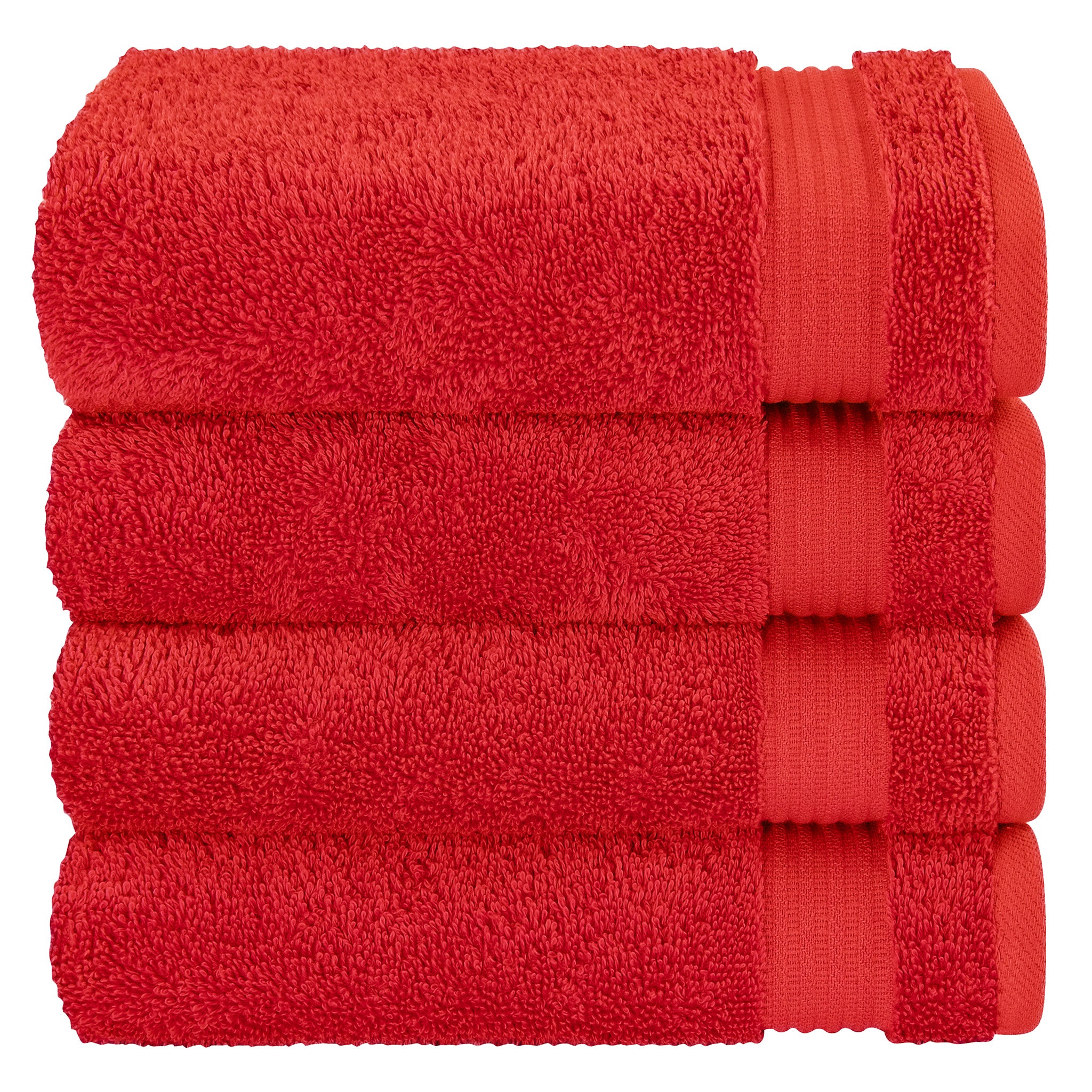 American-softlinen Bekos 100% Cotton Turkish Towels, 4 Piece Hand Towel Set -red-05