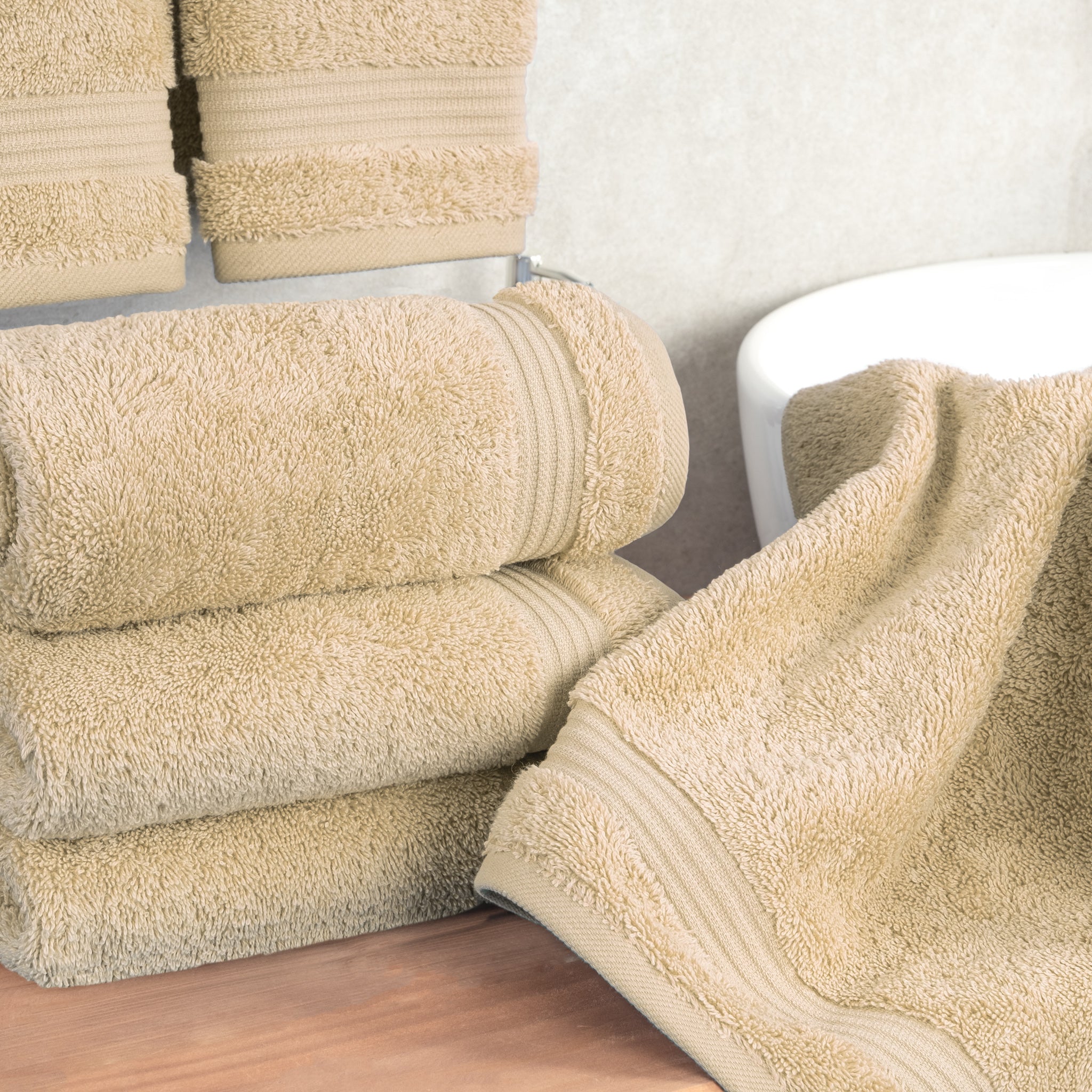 American-softlinen Bekos 100% Cotton Turkish Towels, 4 Piece Hand Towel Set -sand-taupe-02