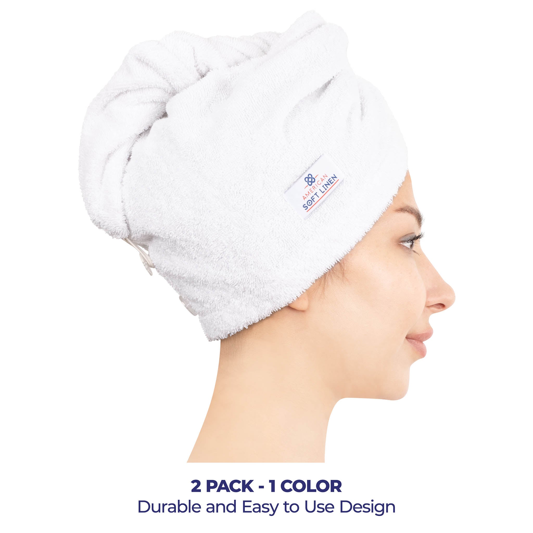 American-softlinen 100% Cotton Hair Drying Towels for Women 2 pack 75 set case pack white-2
