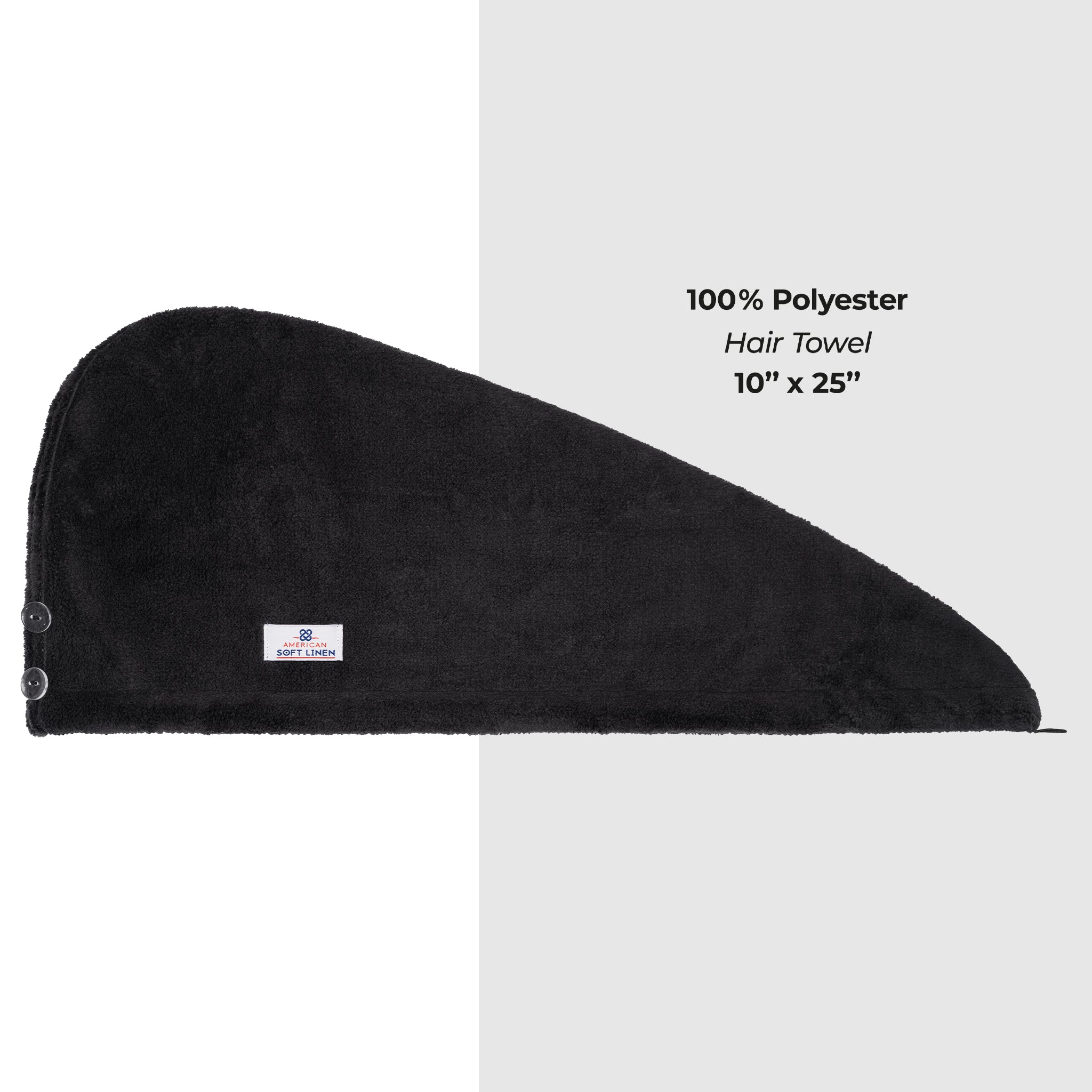 American-softlinen Extremely Soft Super Absorbent and Fast Drying Hair Towel -black-4