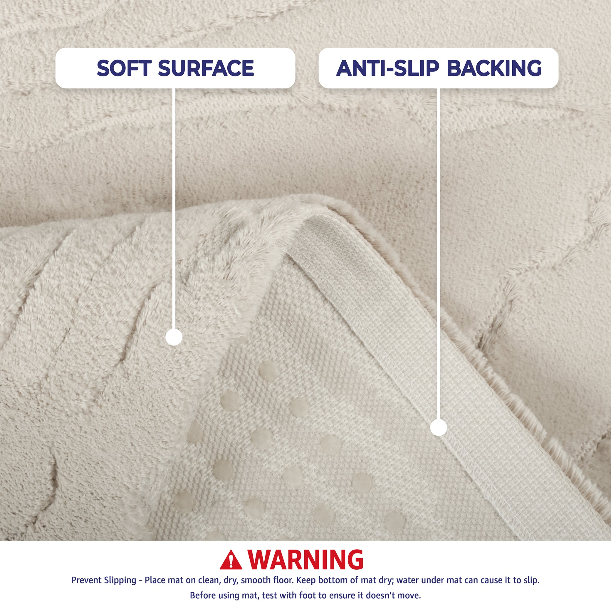 American-softlinen Lovi Bath Rug – 21"x34" Premium Cotton, Non-Slip Design - Bath Mats for Bathroom