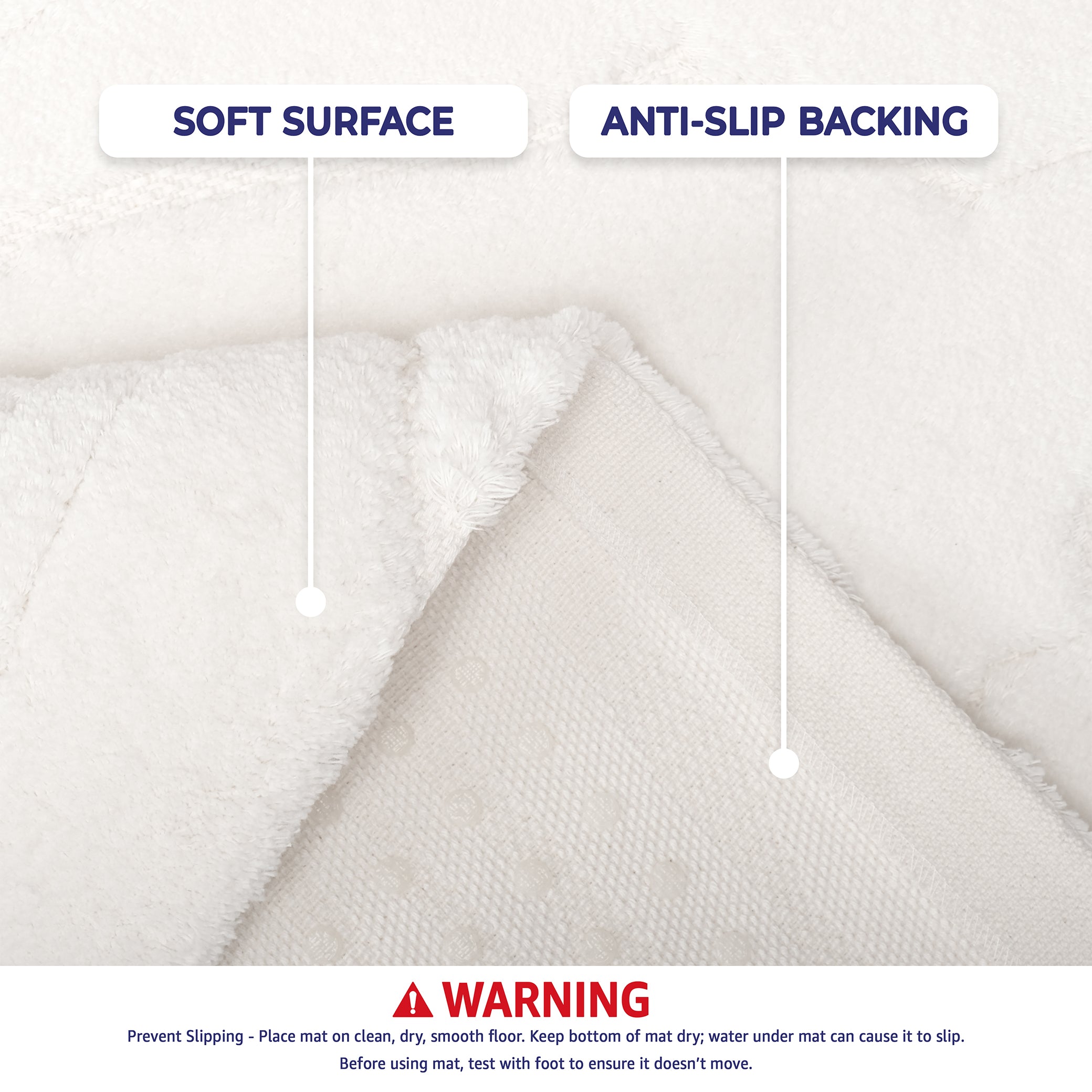 American-softlinen Lovi Bath Rug – 21"x34" Premium Cotton, Non-Slip Design - Bath Mats for Bathroom
