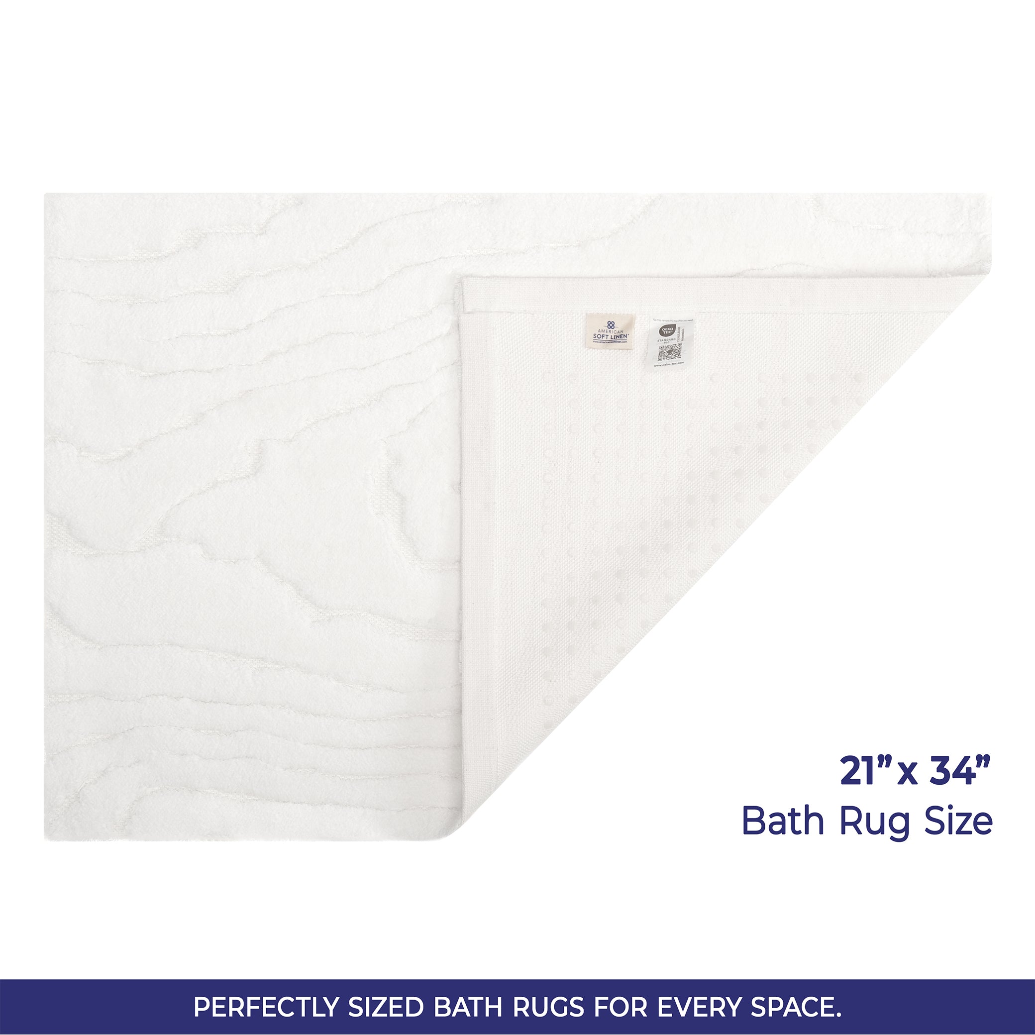 American-softlinen Lovi Bath Rug – 21"x34" Premium Cotton, Non-Slip Design - Bath Mats for Bathroom