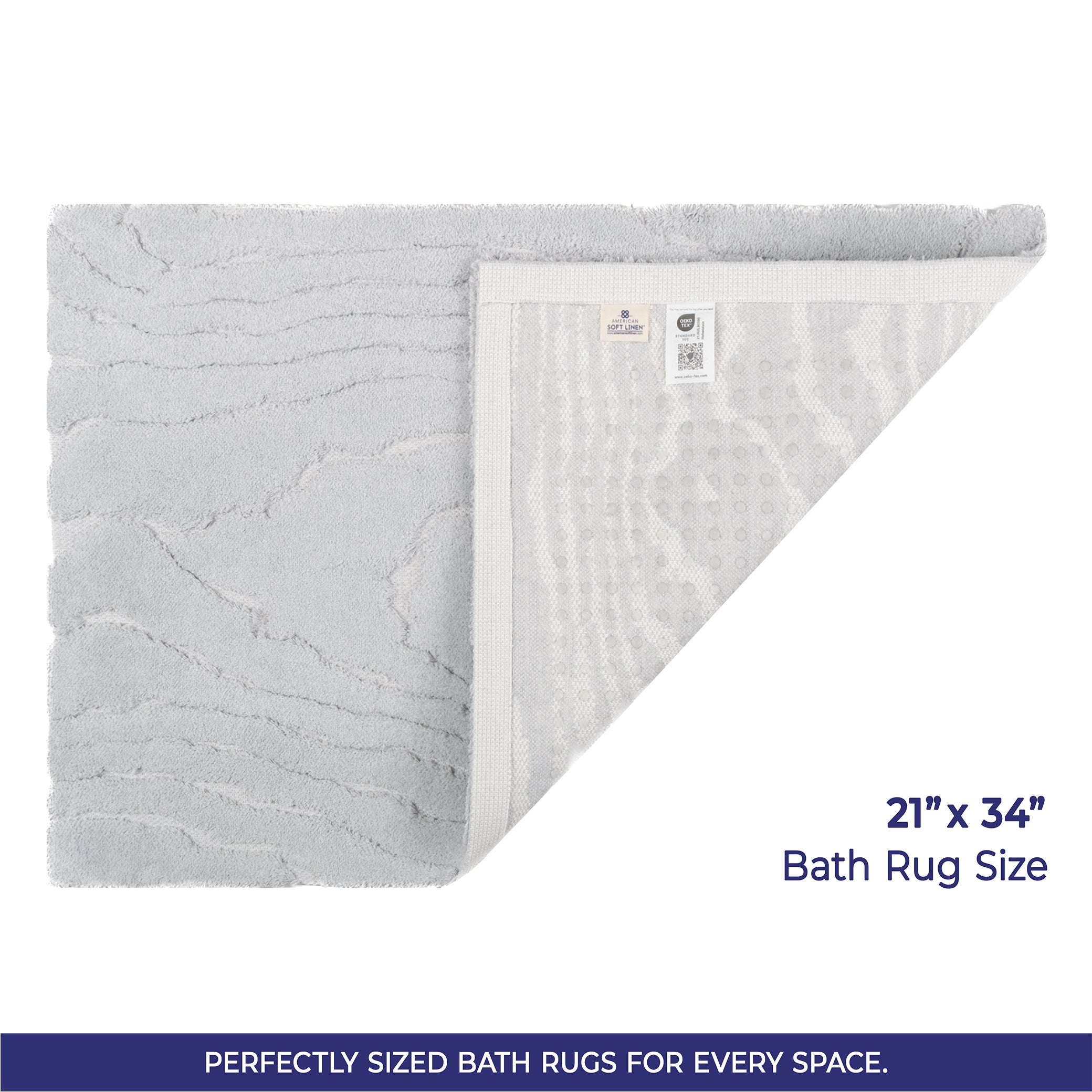 American-softlinen Lovi Bath Rug – 21"x34" Premium Cotton, Non-Slip Design - Bath Mats for Bathroom
