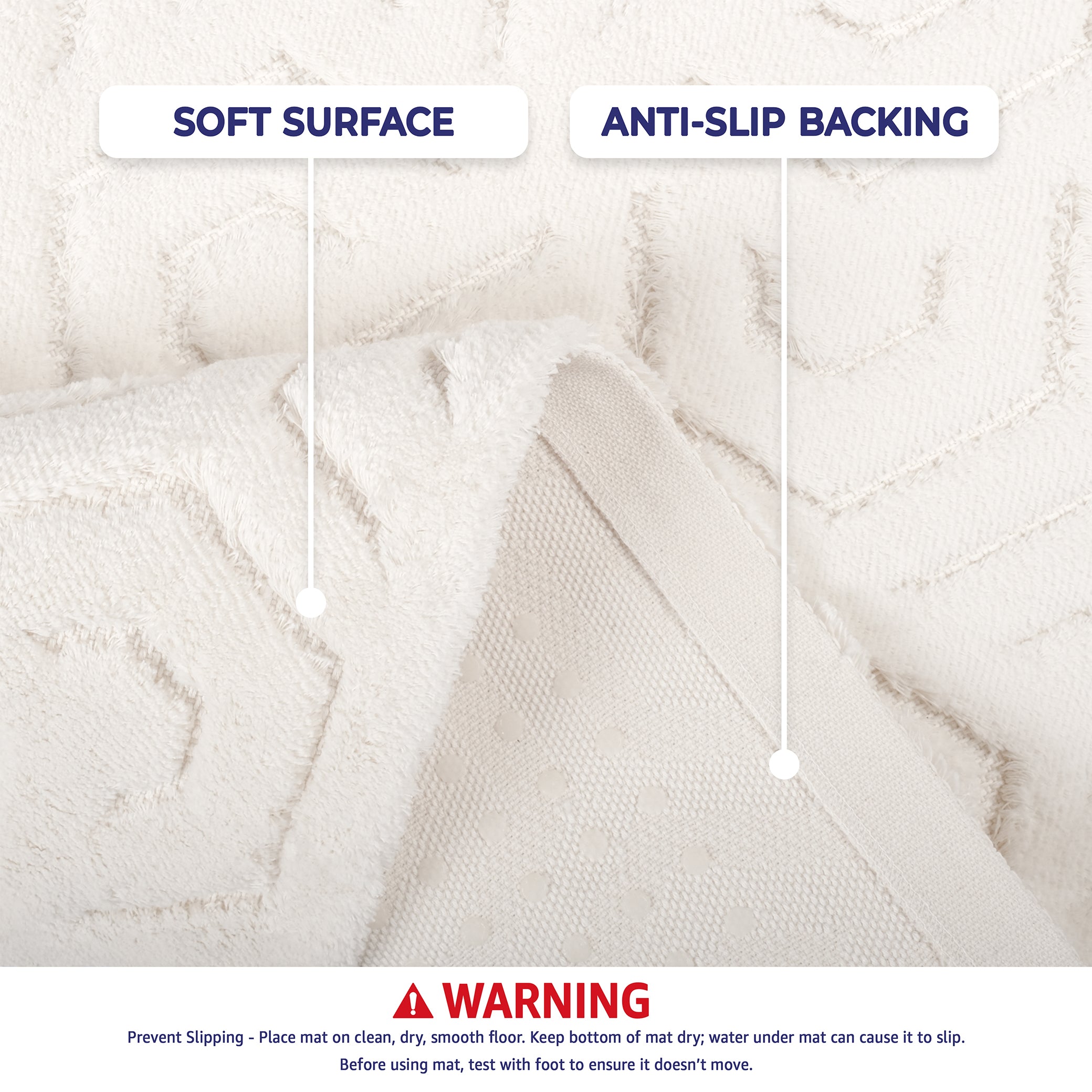 American-softlinen Meja Bath Rug – 21x34" Decorative Premium Cotton Rug - Bath Mats for Bathroom