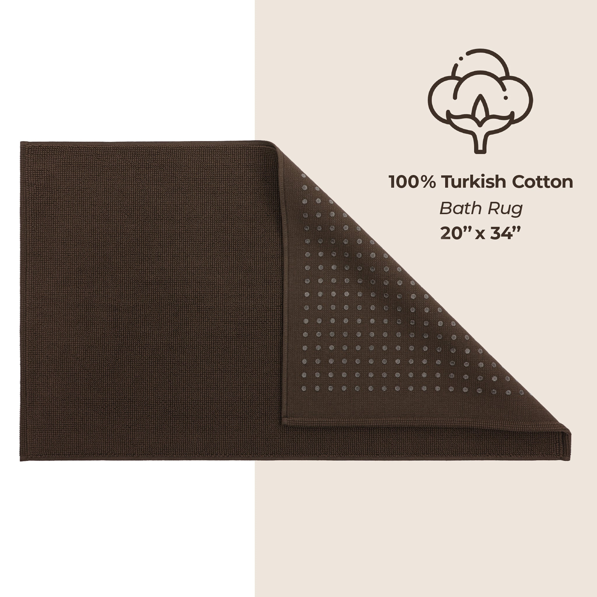 American-softlinen Non-slip 20x34 100% Cotton Bath Rug Wholesale chocolate-brown-4