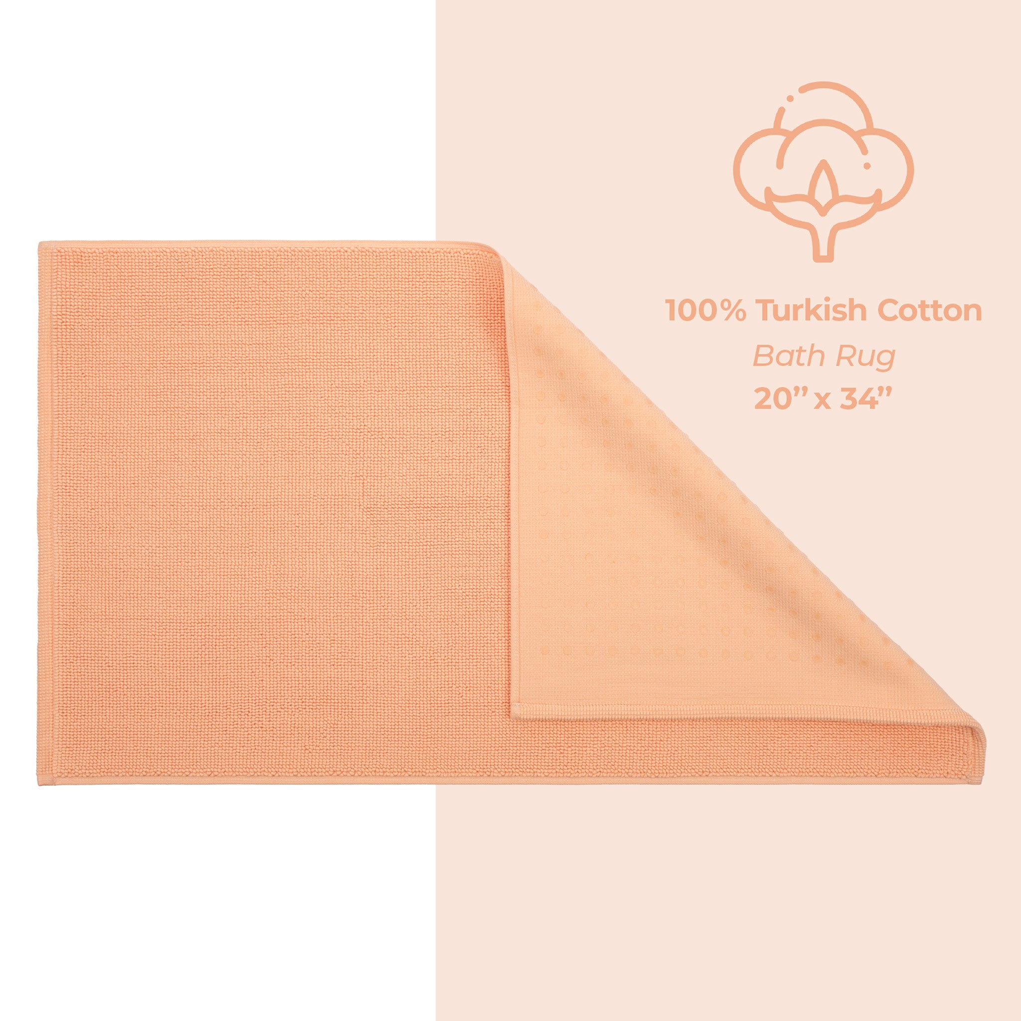 American-softlinen Non-slip 20x34 100% Cotton Bath Rug Wholesale malibu-peach-4