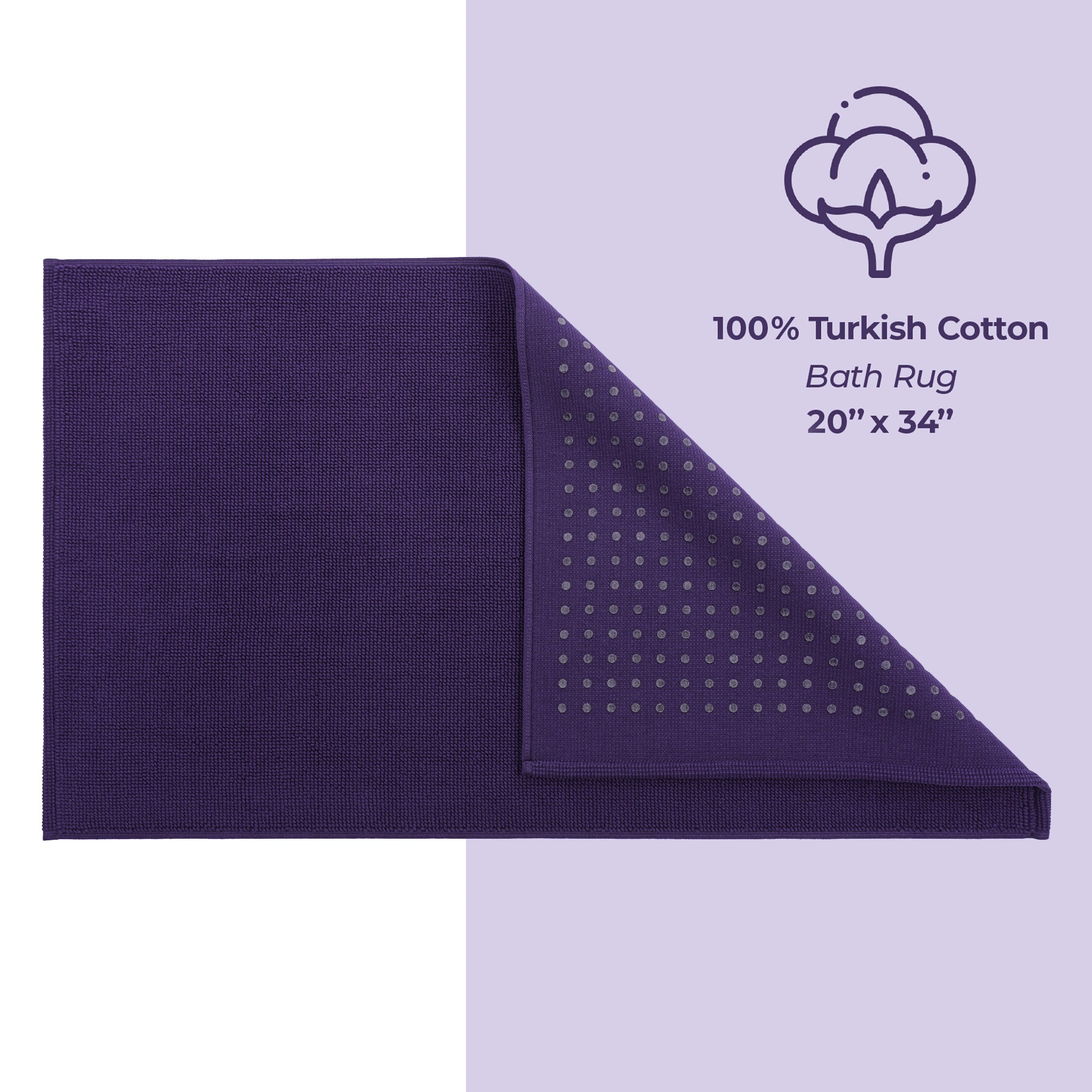 American-softlinen Non-slip 20x34 100% Cotton Bath Rug Wholesale purple-4
