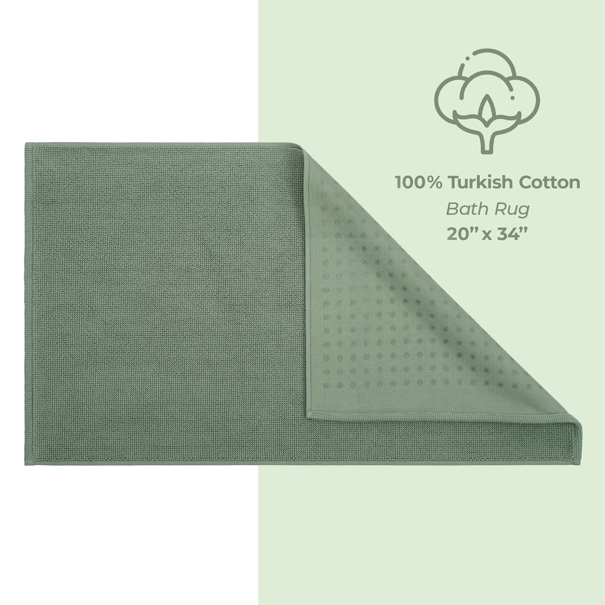 American-softlinen Non-slip 20x34 100% Cotton Bath Rug Wholesale sage-green-4