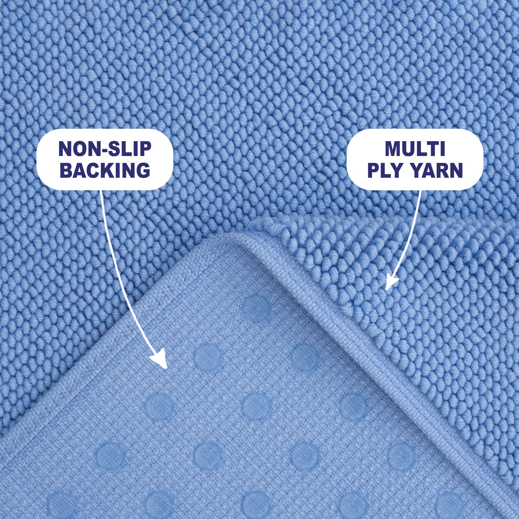 American-softlinen Non-slip 20x34 100% Cotton Bath Rug Wholesale sky-blue-2