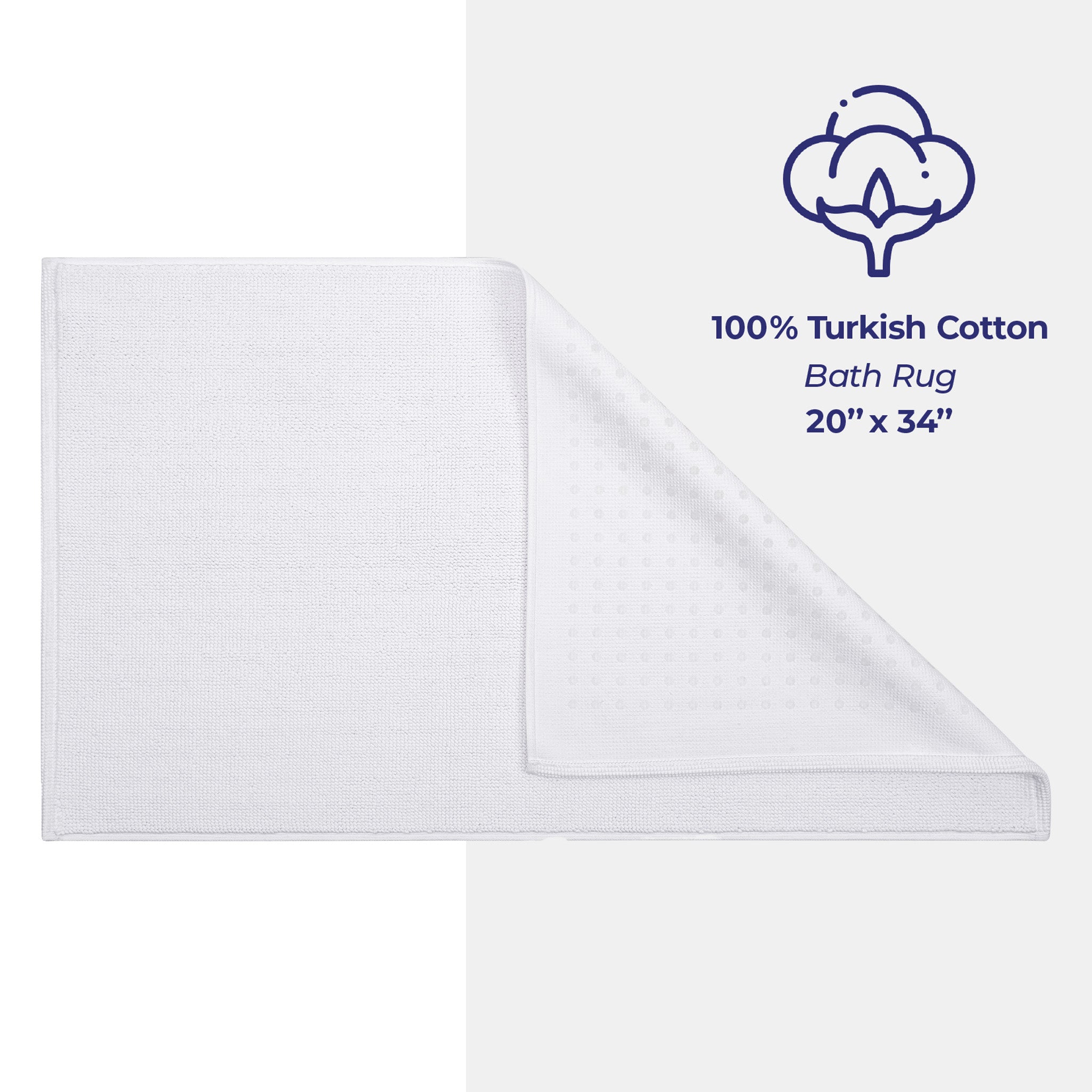 American-softlinen Non-slip 20x34 100% Cotton Bath Rug Wholesale white-4