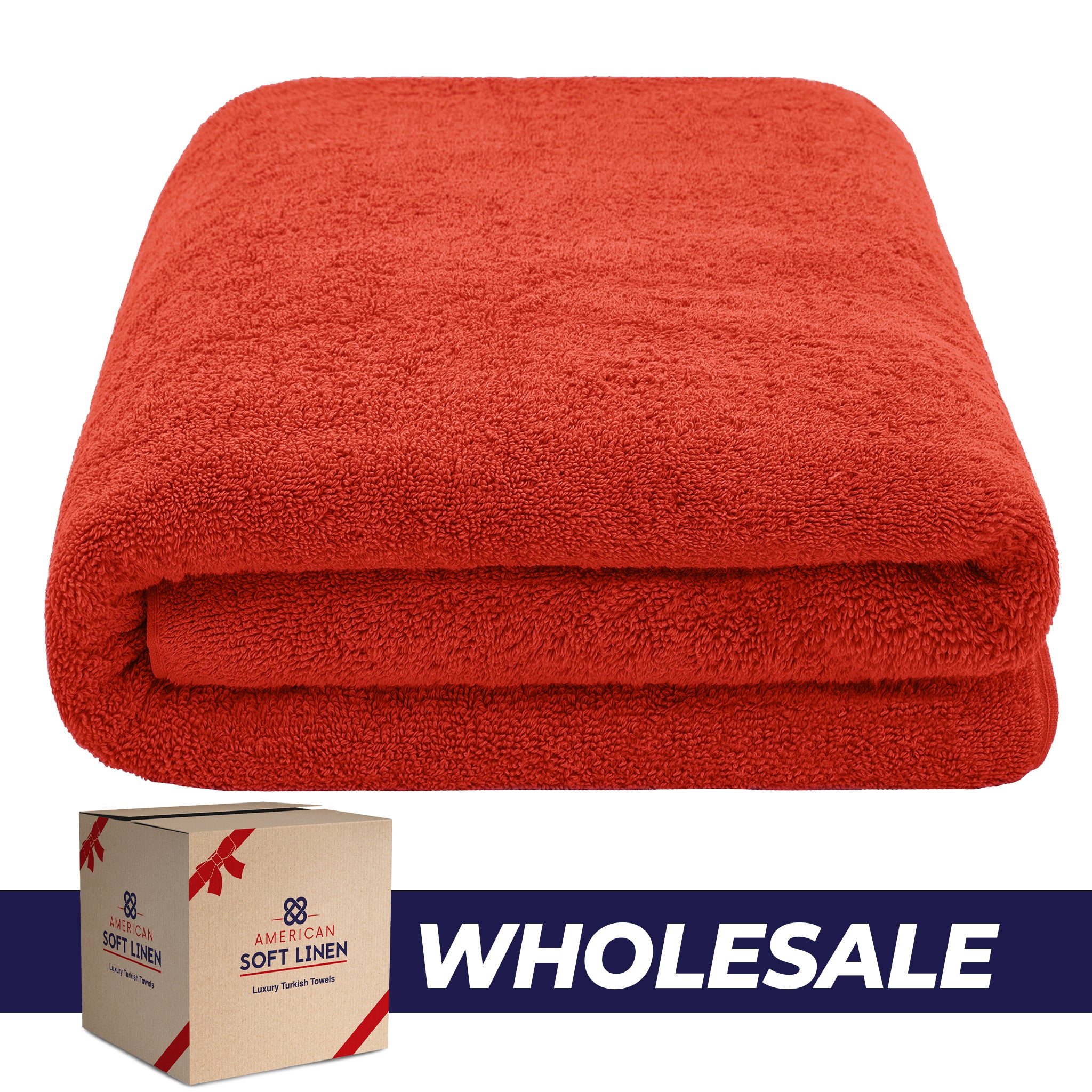 American-softlinen - 40x80 Inch Oversized Bath Sheet Turkish Bath Towel - 12 Piece Case Pack - red-1