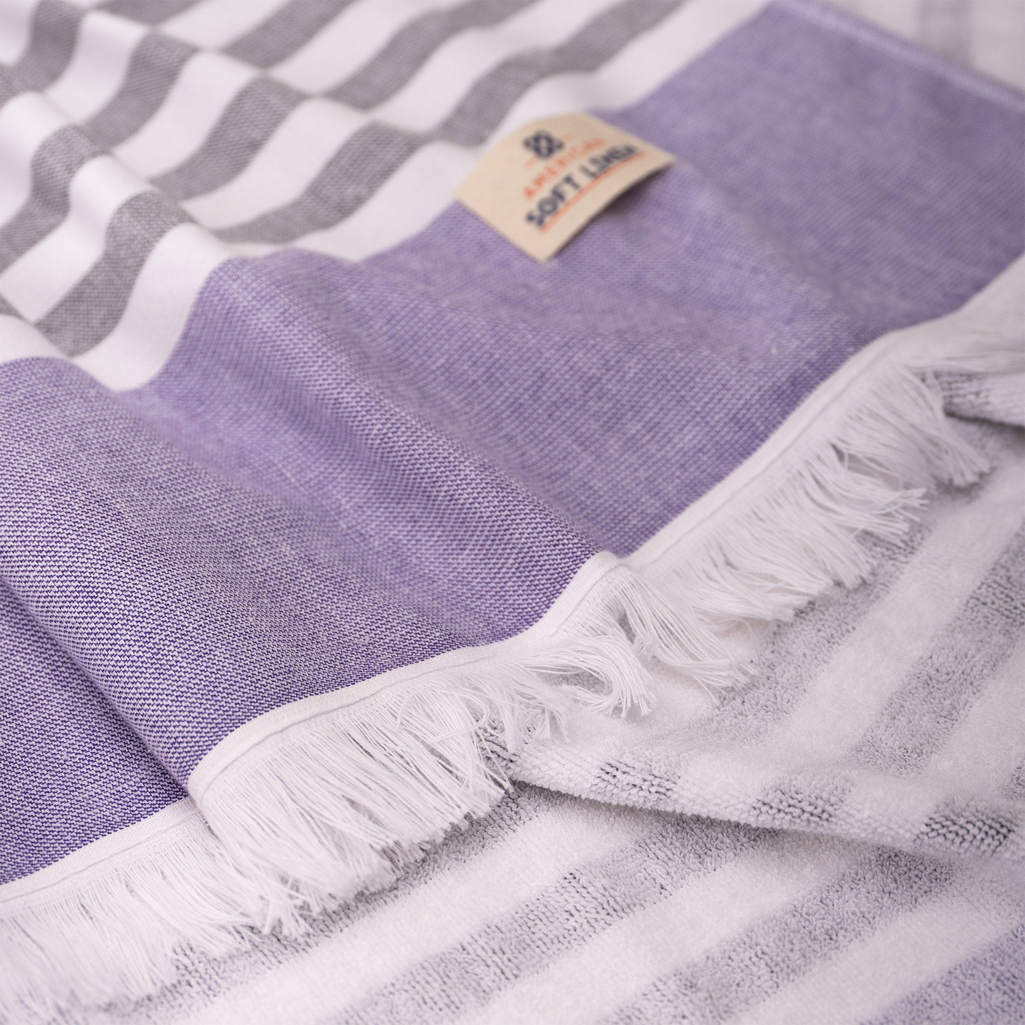 American-softlinen 100% Turkish Cotton Peshtemal 44 set case pack -purple-6