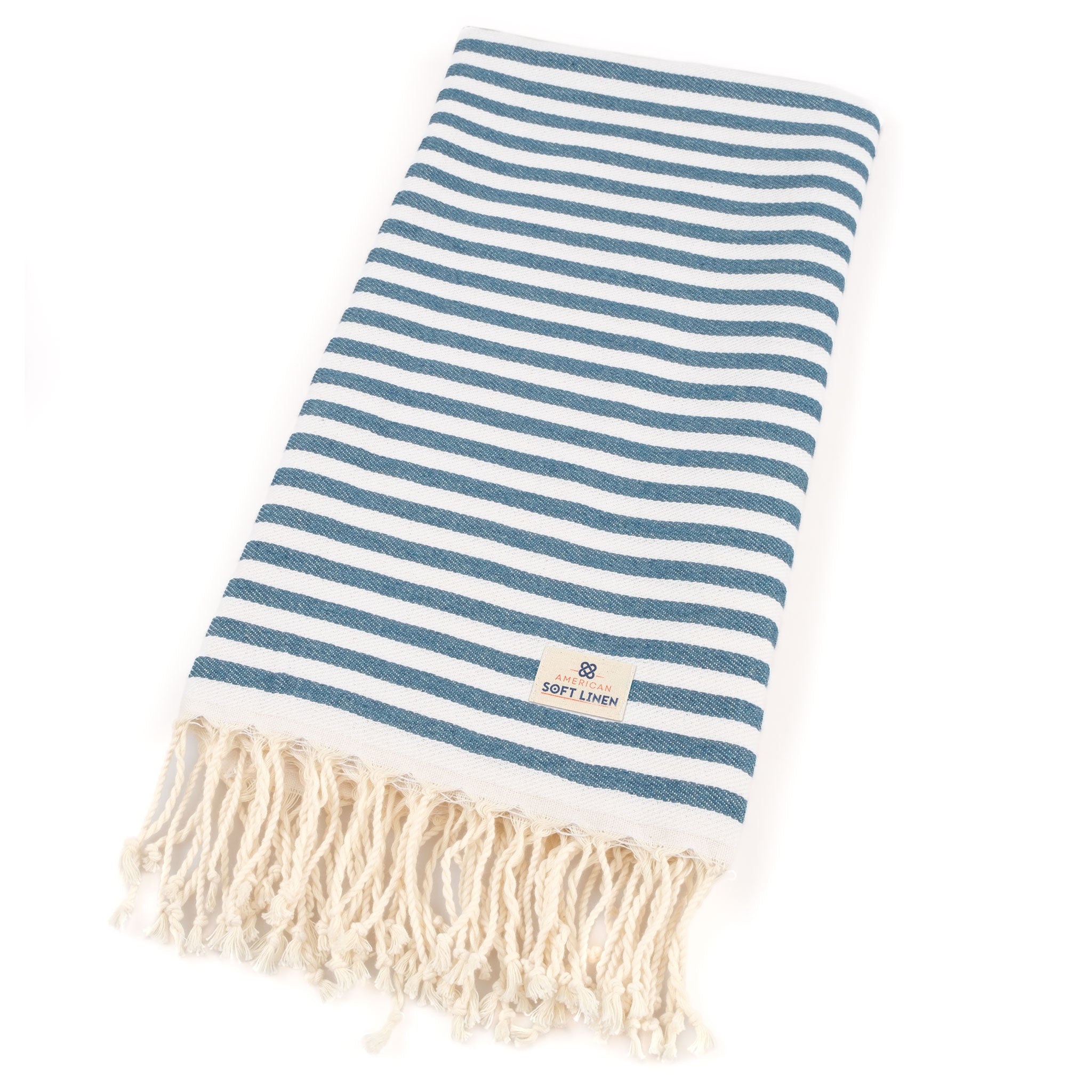 American-softlinen - 100% Cotton Turkish Peshtemal Towels 40x70 Inches - Petrol-Blue - 5