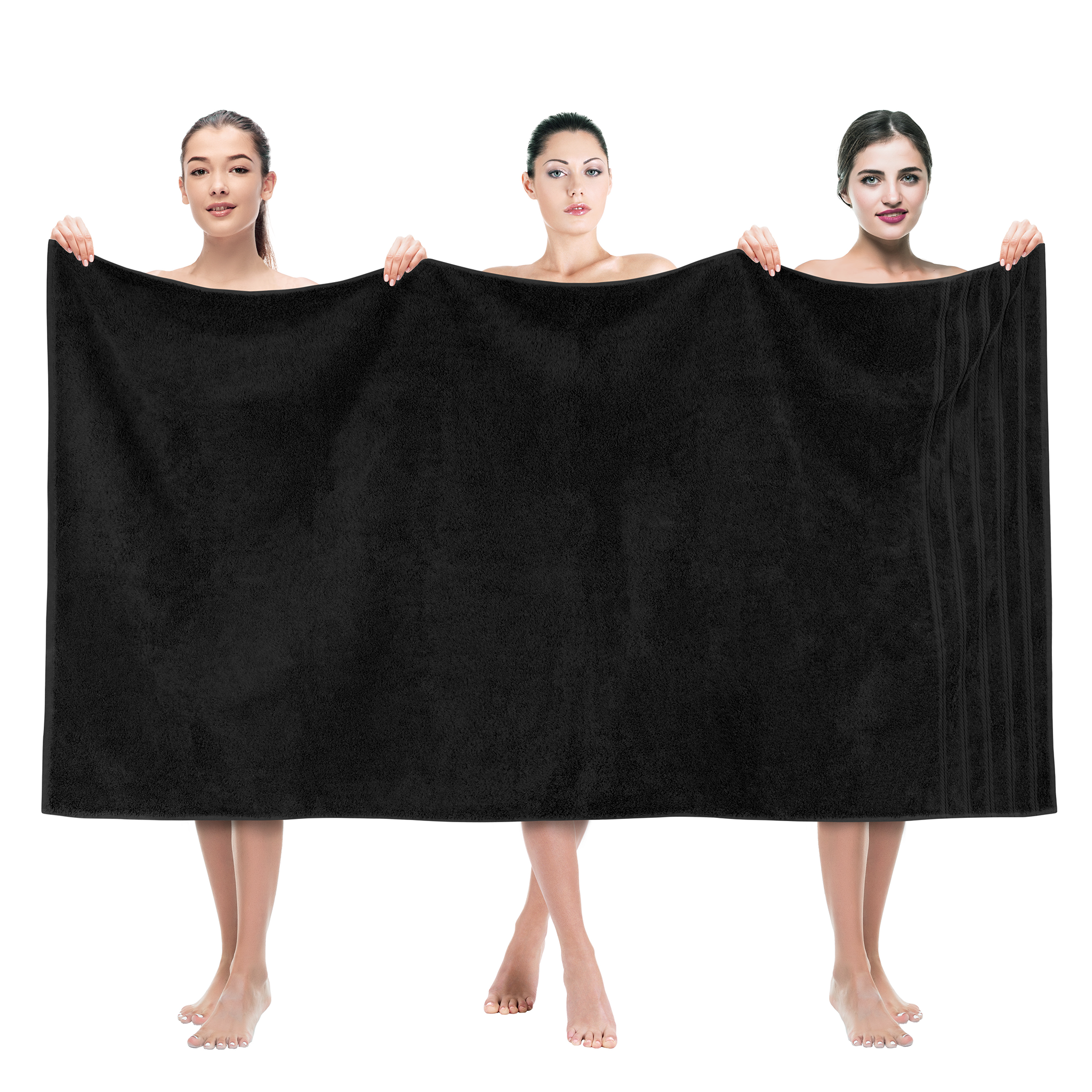 American-softlinen - 35x70 Jumbo Bath Sheet Turkish Bath Towel - 16 Piece Case Pack - Black - 1