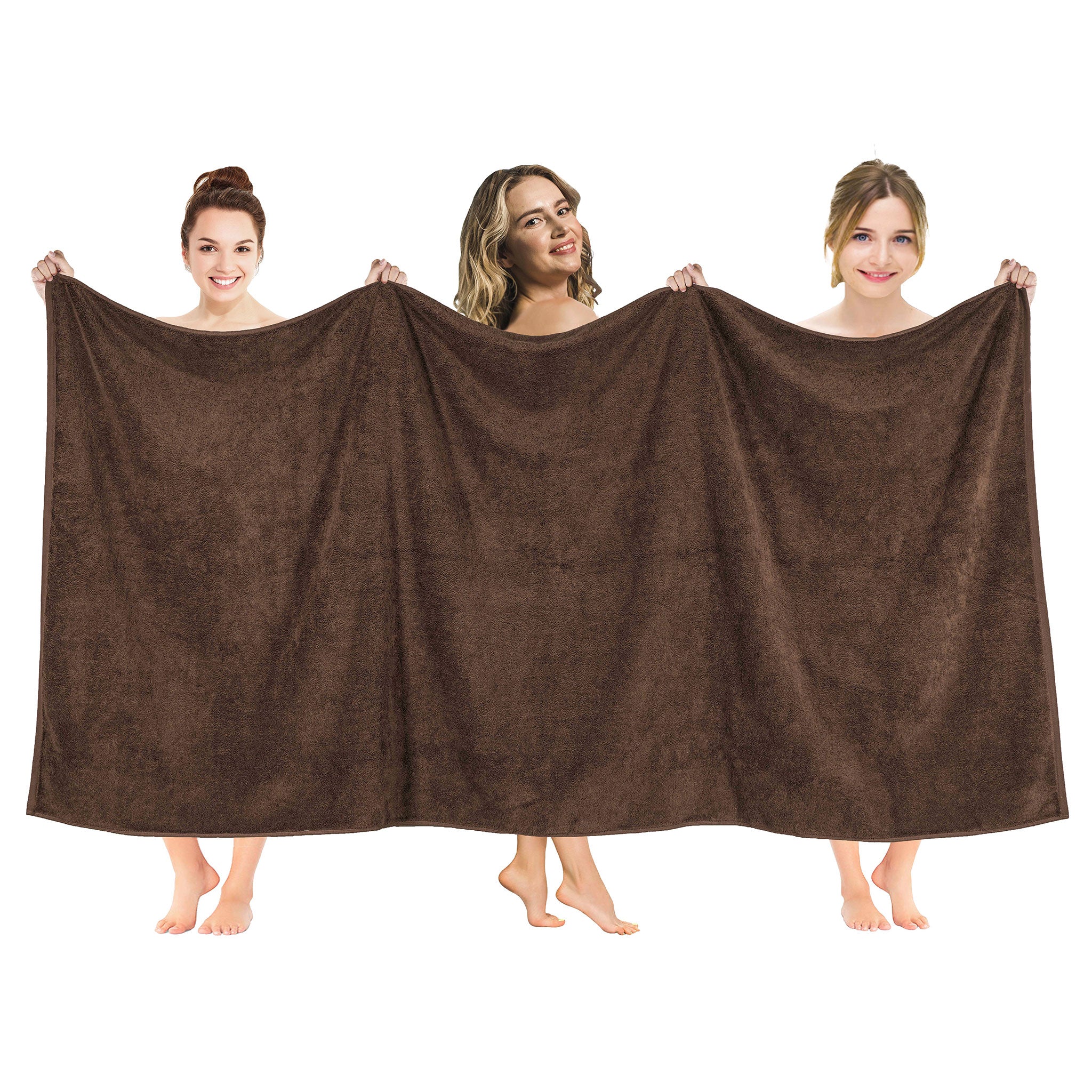 American-softlinen - 40x80 Inch Oversized Bath Sheet Turkish Bath Towel - 12 Piece Case Pack - Chocolate-Brown - 1