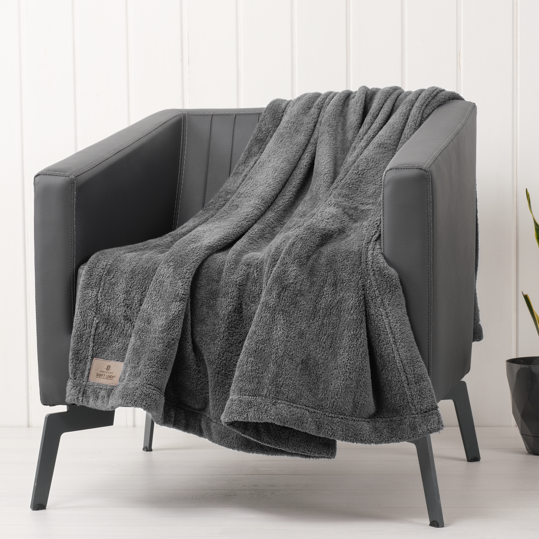 American-softlinen - Bedding Fleece Blanket - Throw Size 50x60 inches - Gray - 1