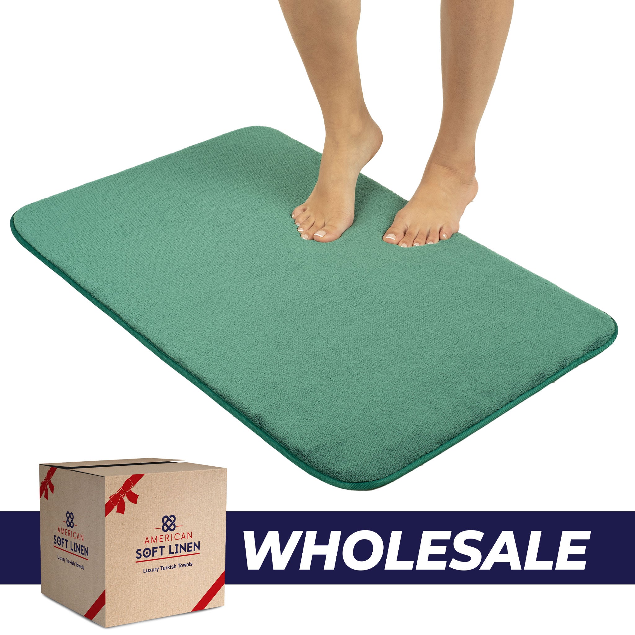 American-softlinen - Fluffy Foamed Non-Slip Bath Rug 21x32 Inch - 18 Set Case Pack - Colonial-Blue - 0