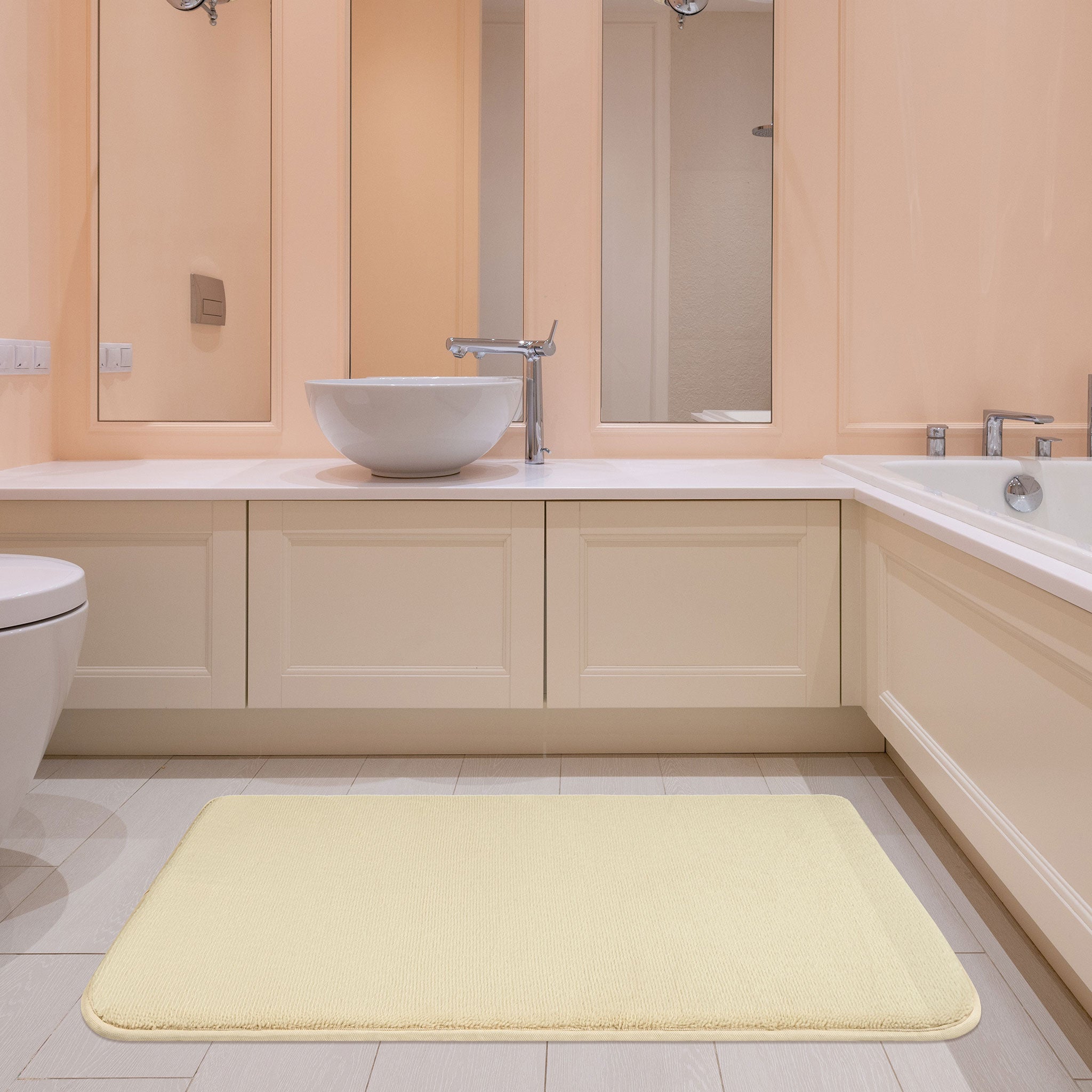 American-softlinen - Fluffy Foamed Non-Slip Bath Rug 21x32 Inch - 18 Set Case Pack - Sand-Taupe - 2